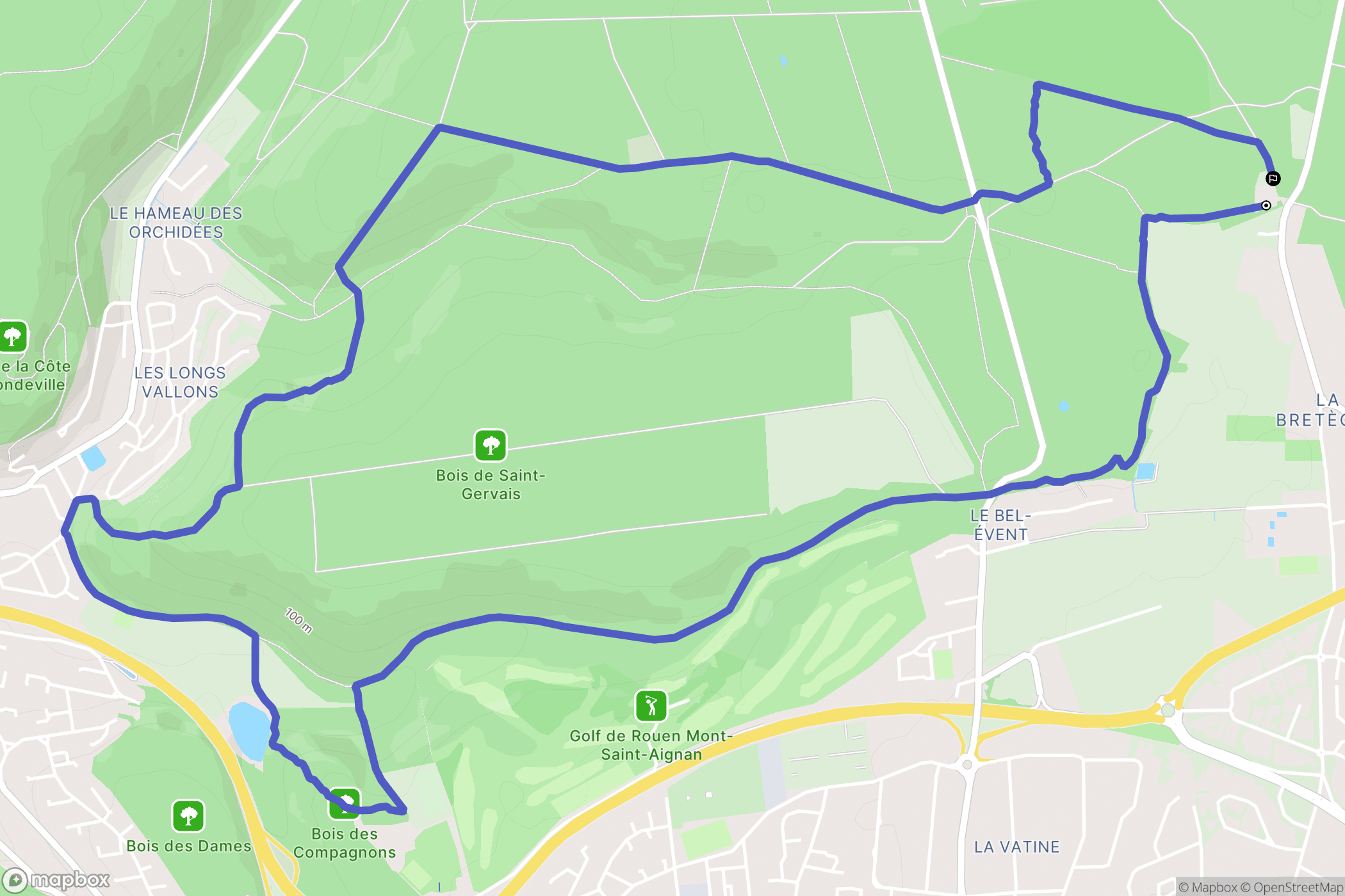 Bois-Guillaume : carte du parcours de randonnée - France