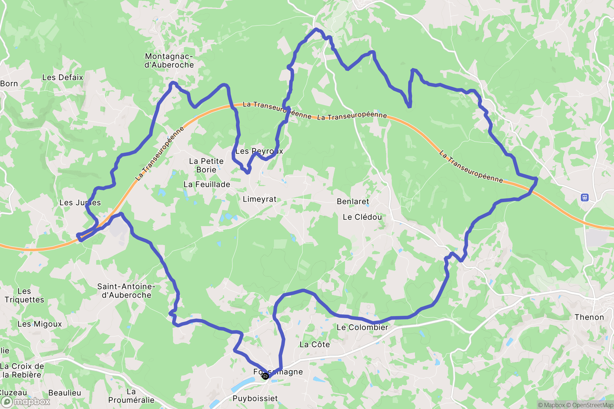 Fossemagne : carte du parcours de randonnée - France
