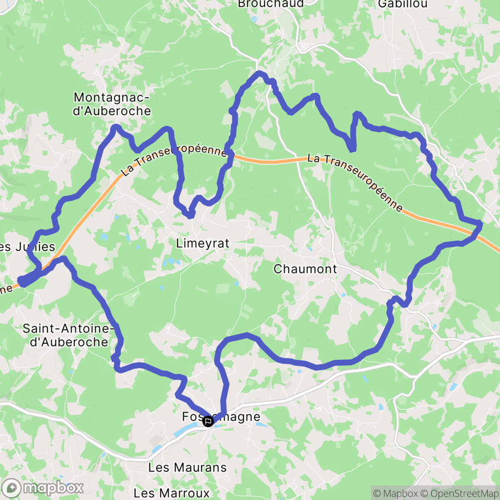 Fossemagne : carte du parcours de randonnée - France