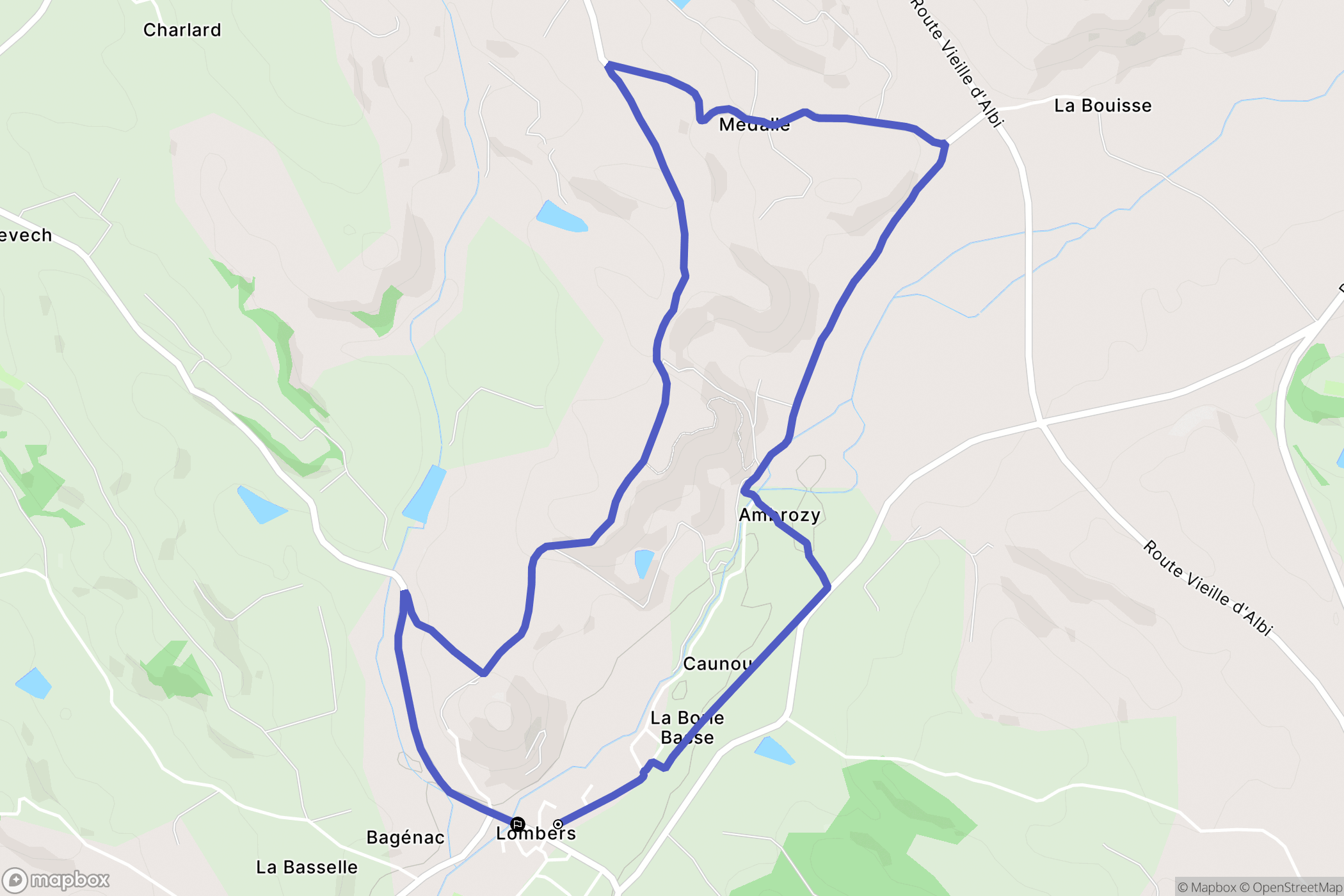Lombers : carte du parcours de randonnée - France