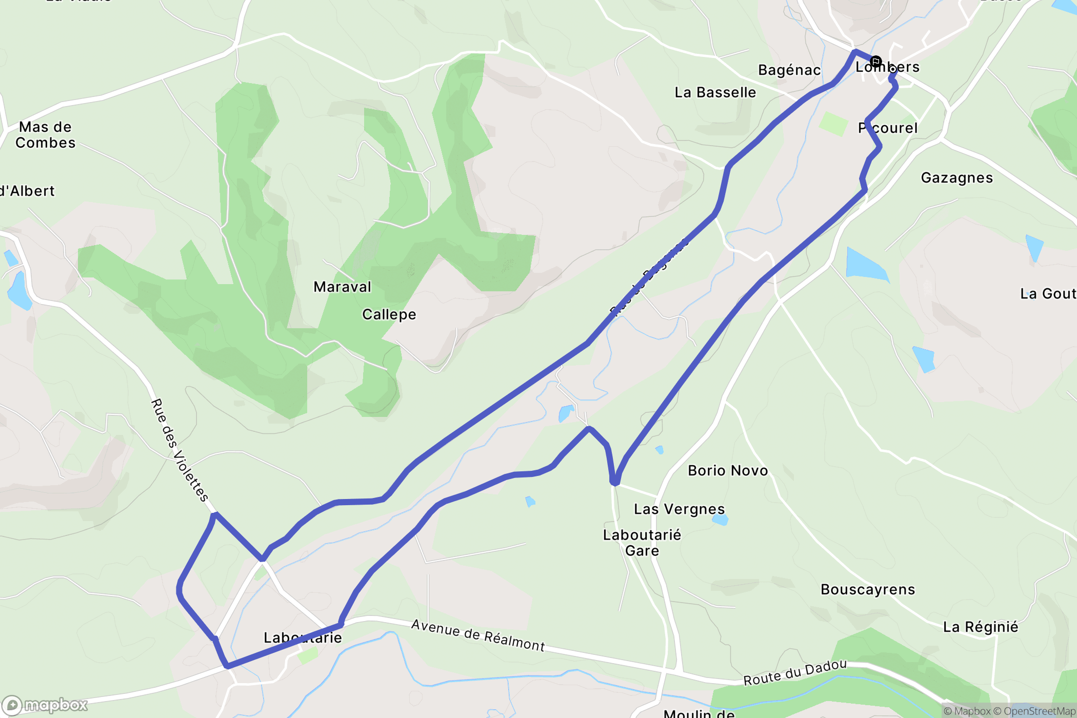 Lombers : carte du parcours de randonnée - France