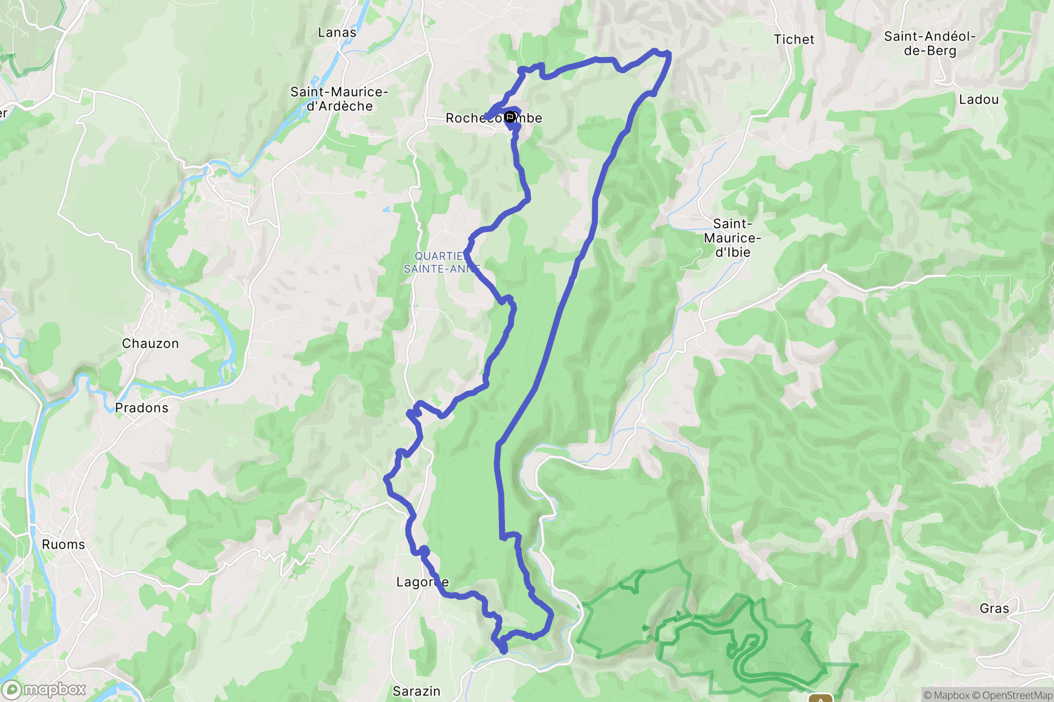 Rochecolombe : carte du parcours de randonnée - France
