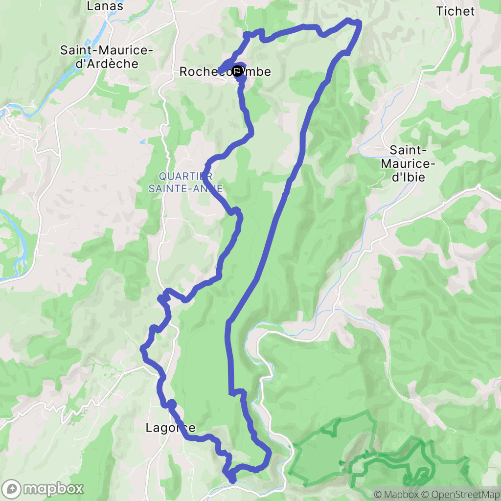 Rochecolombe : carte du parcours de randonnée - France