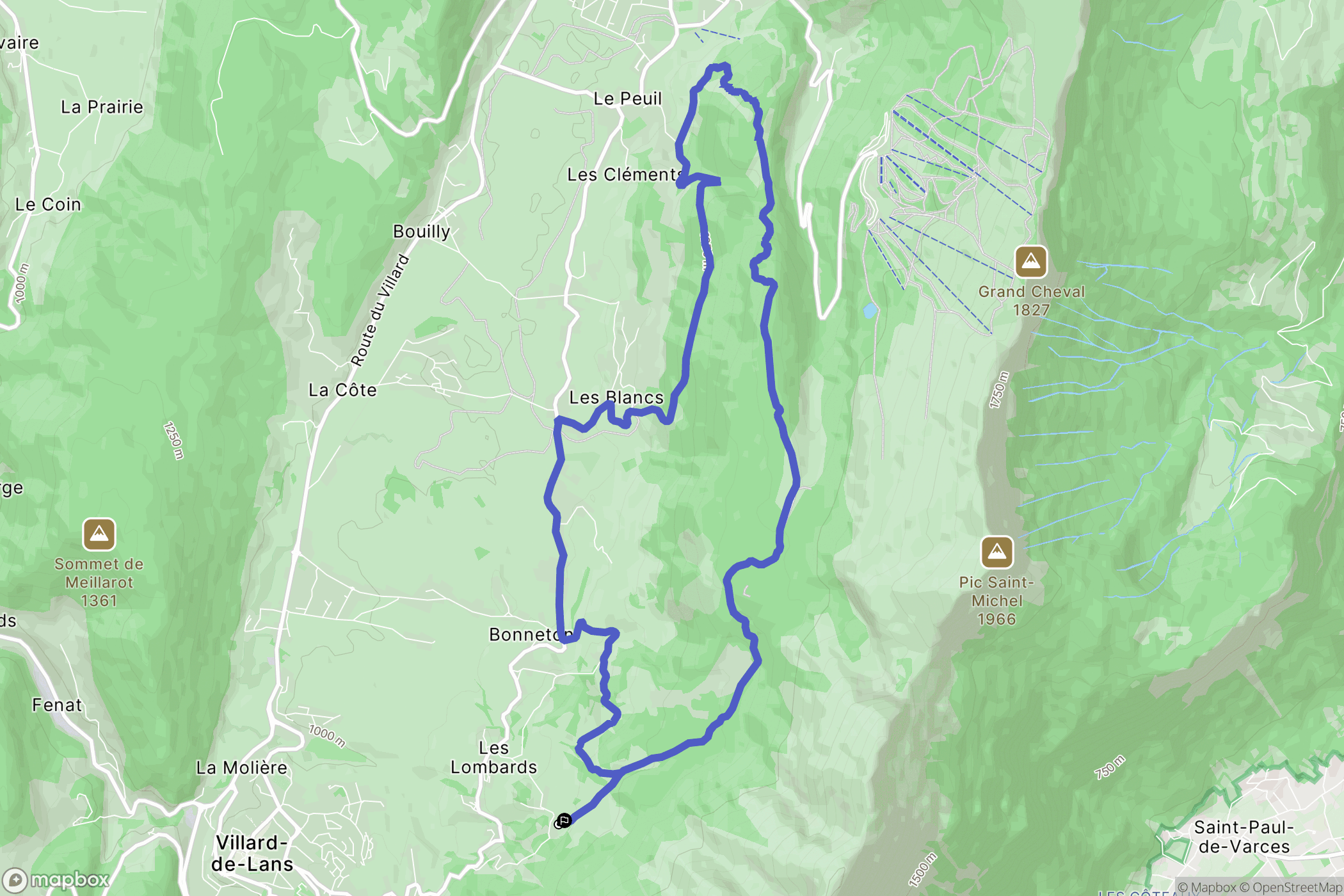 Villard-de-Lans : carte du parcours de randonnée - France