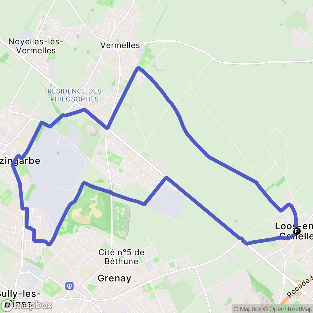 Loos-en-Gohelle : carte du parcours de randonnée - France