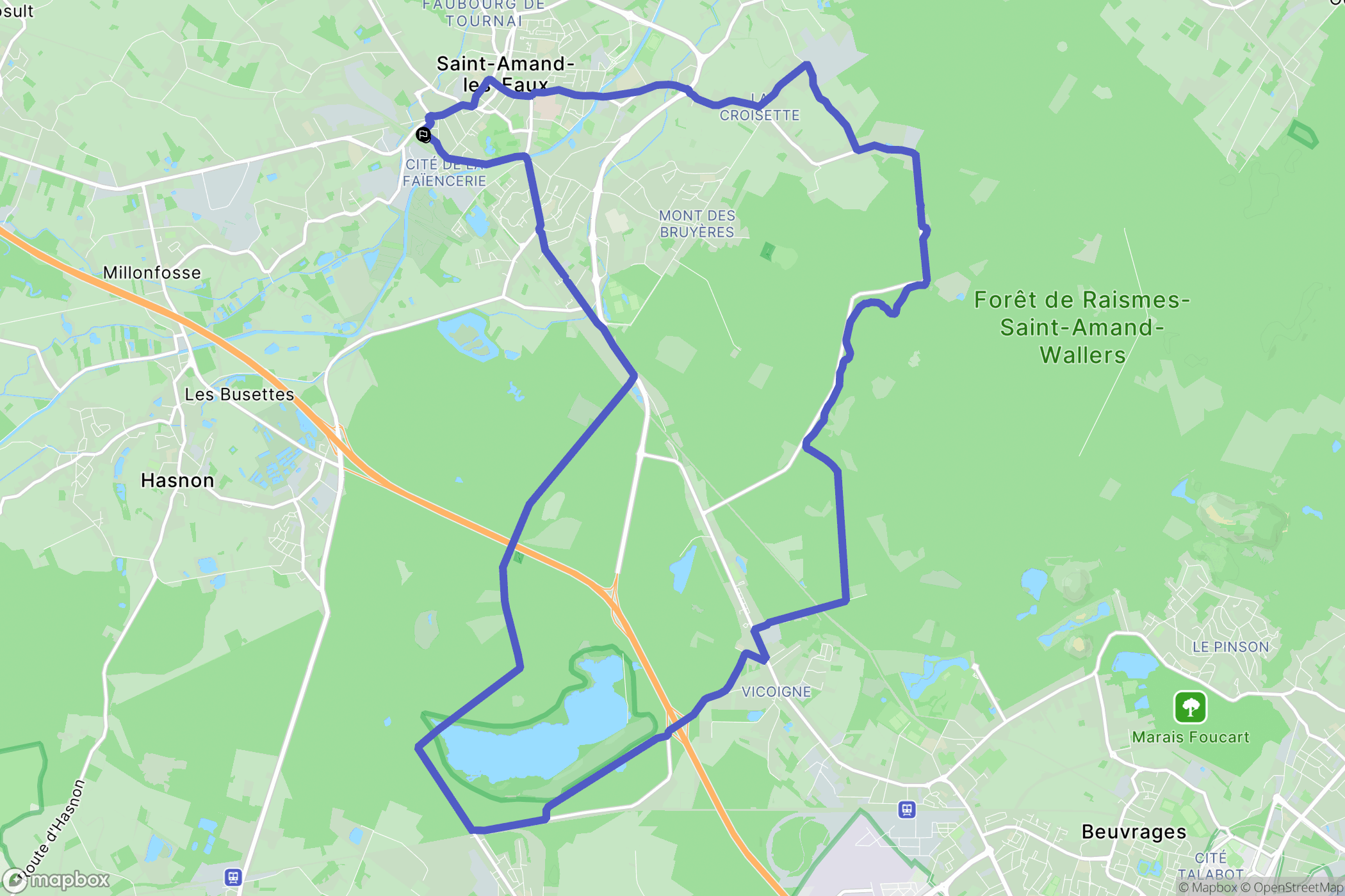 Saint-Amand-les-Eaux : carte du parcours de randonnée - France