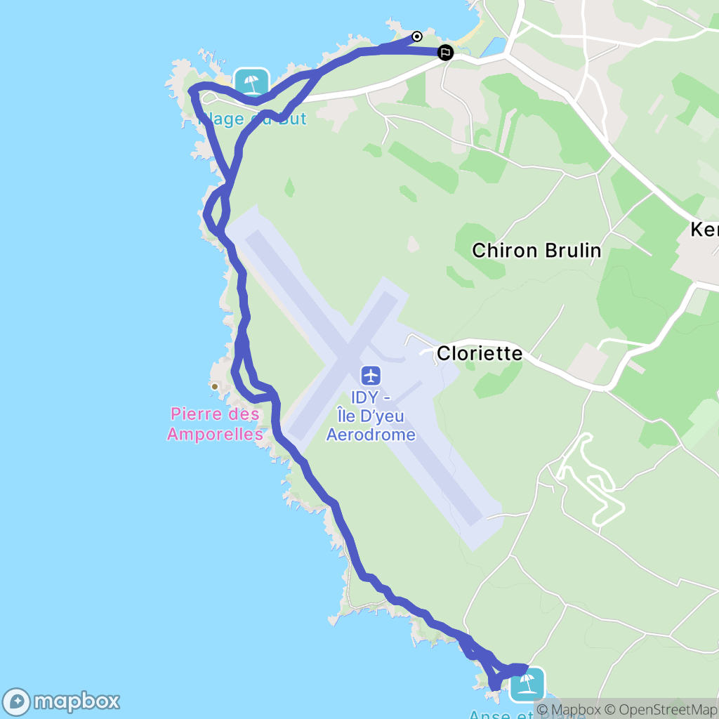 L'Île-d'Yeu : carte du parcours de randonnée - France