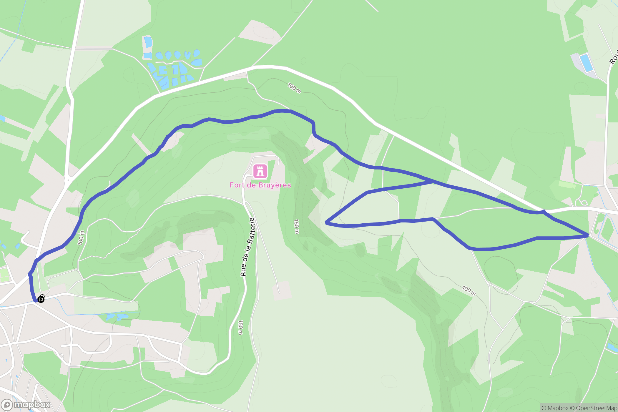Bruyères-et-Montbérault : carte du parcours de randonnée - France