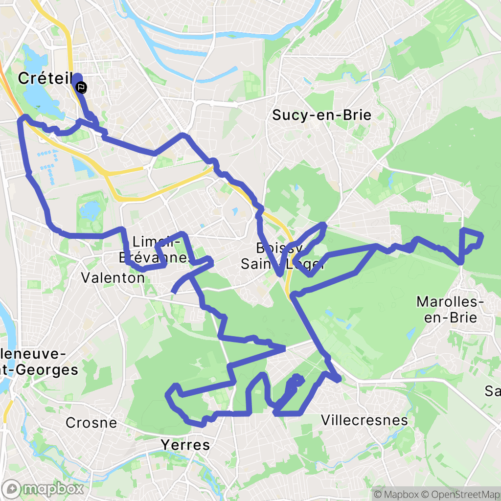 Créteil : carte du parcours de randonnée - France