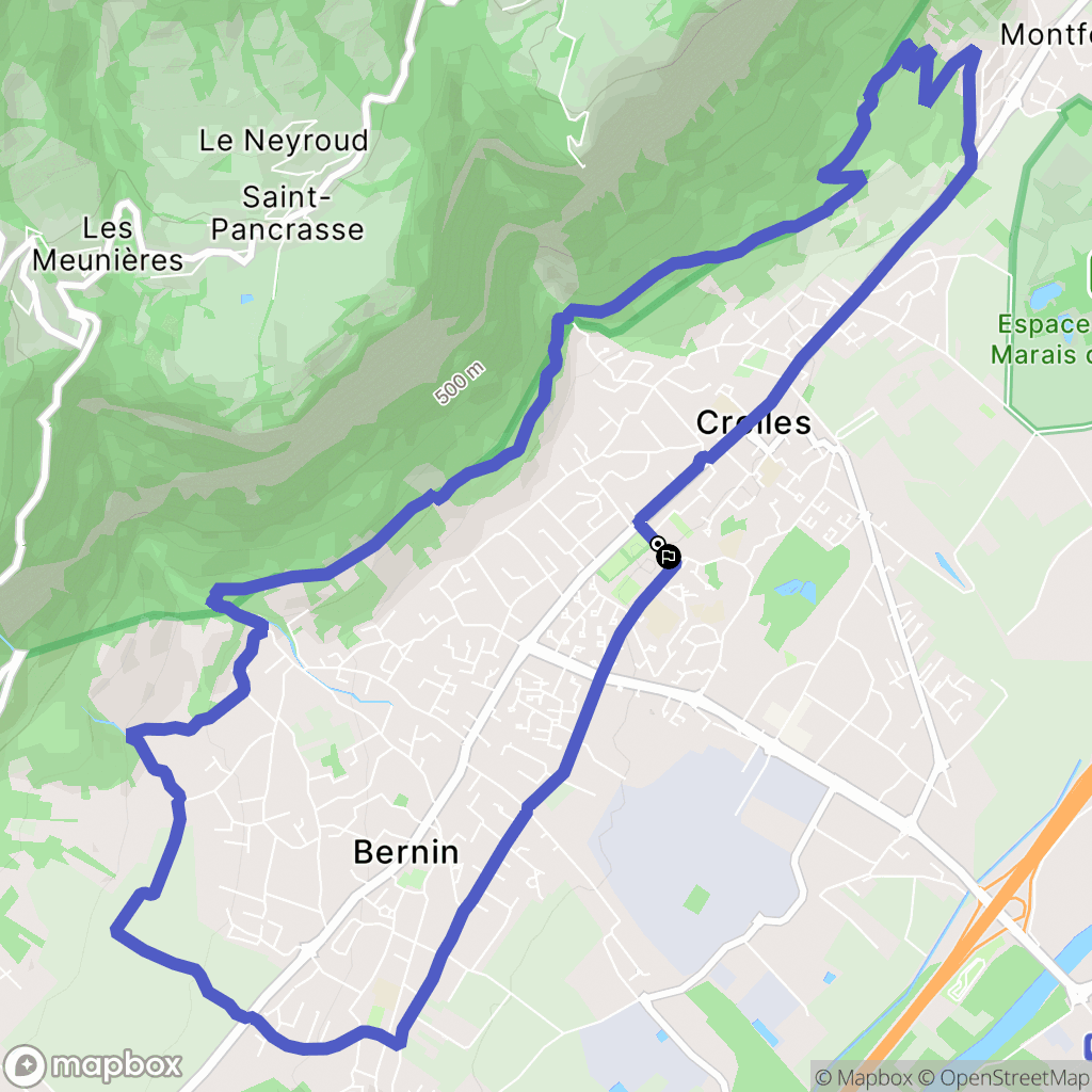 Crolles : carte du parcours de randonnée - France