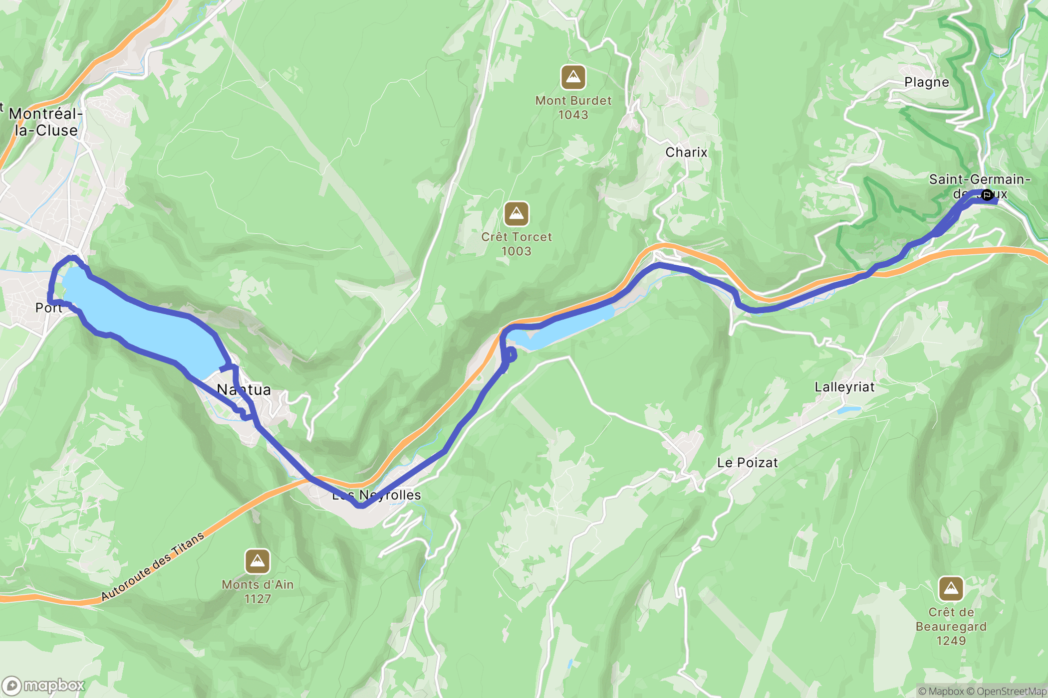 Saint-Germain-de-Joux : carte du parcours de randonnée - France