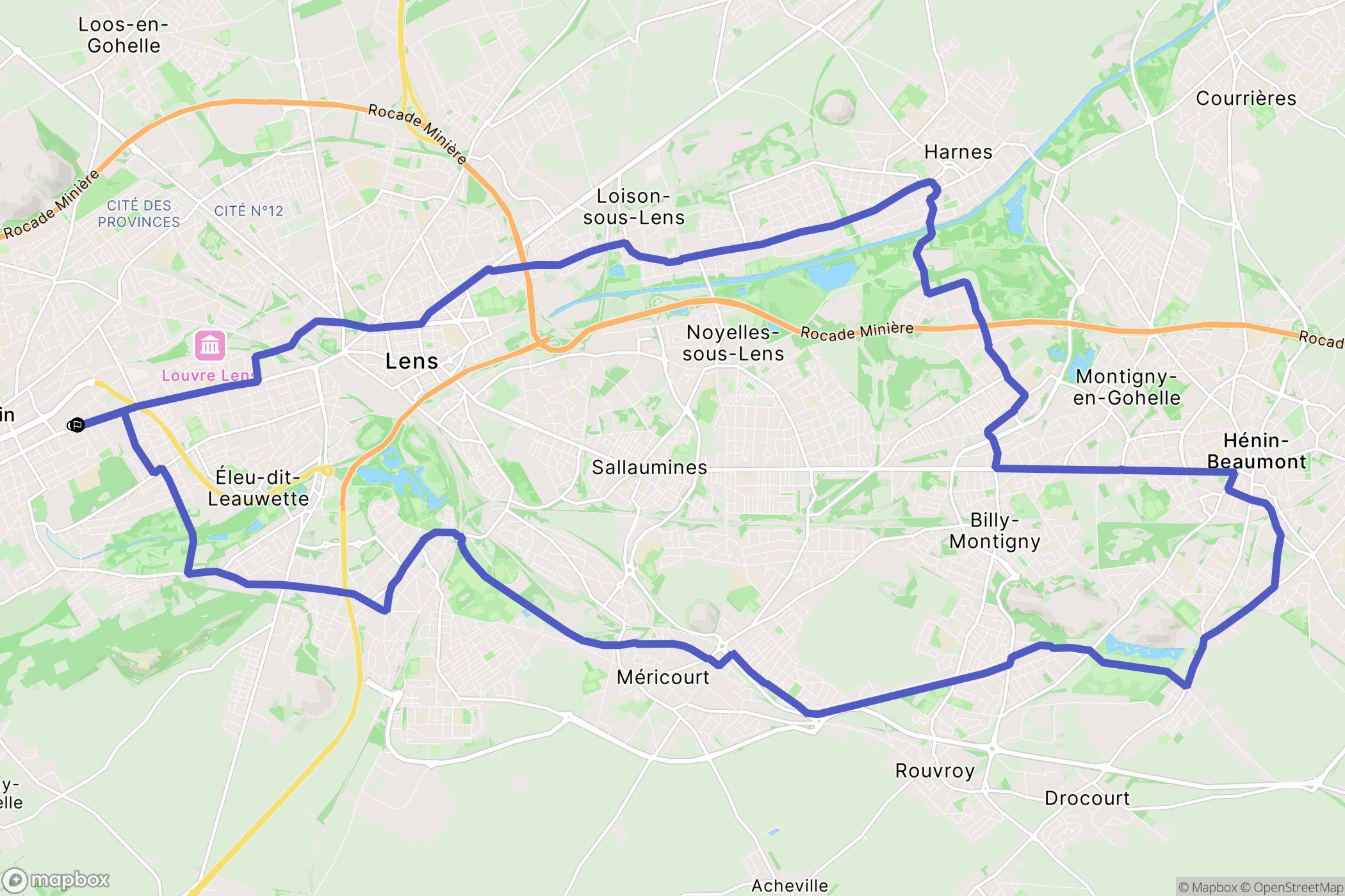 Liévin : carte du parcours de randonnée - France