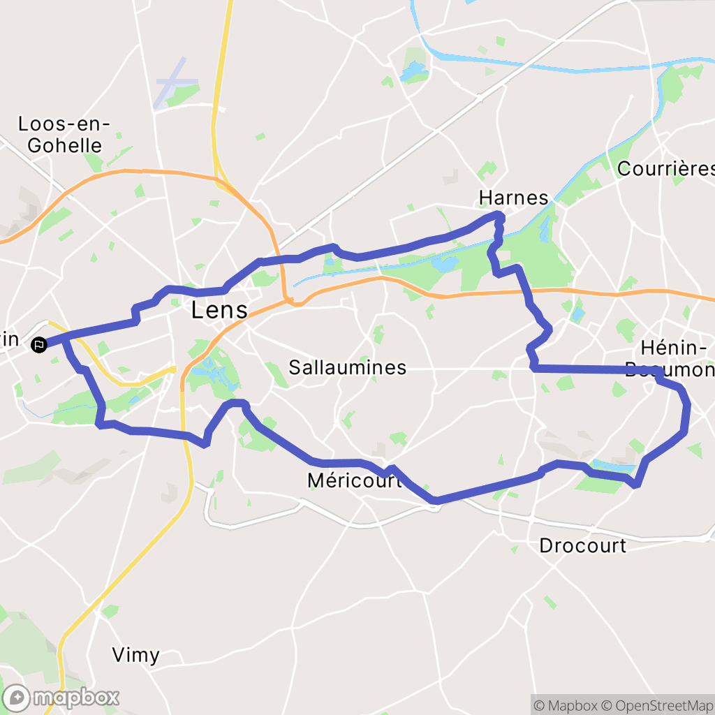 Liévin : carte du parcours de randonnée - France