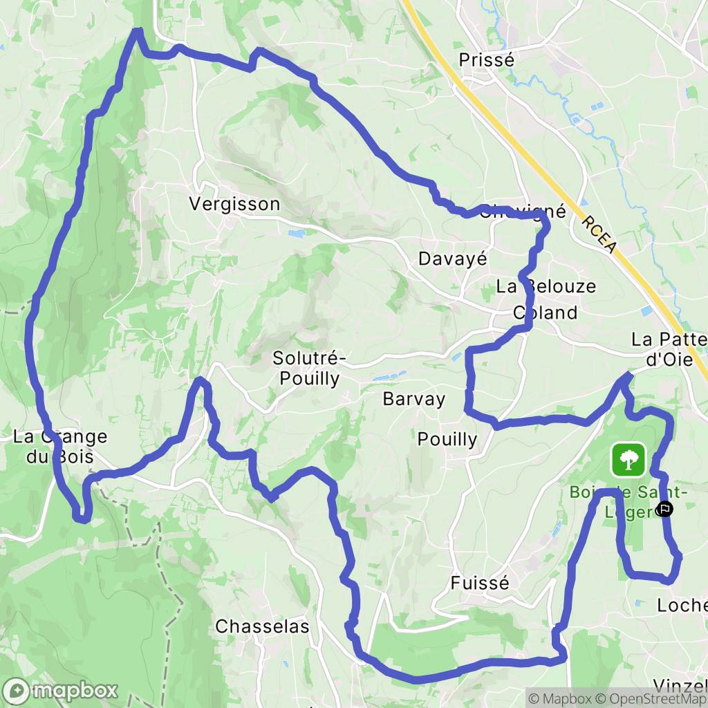 Mâcon : carte du parcours de randonnée - France