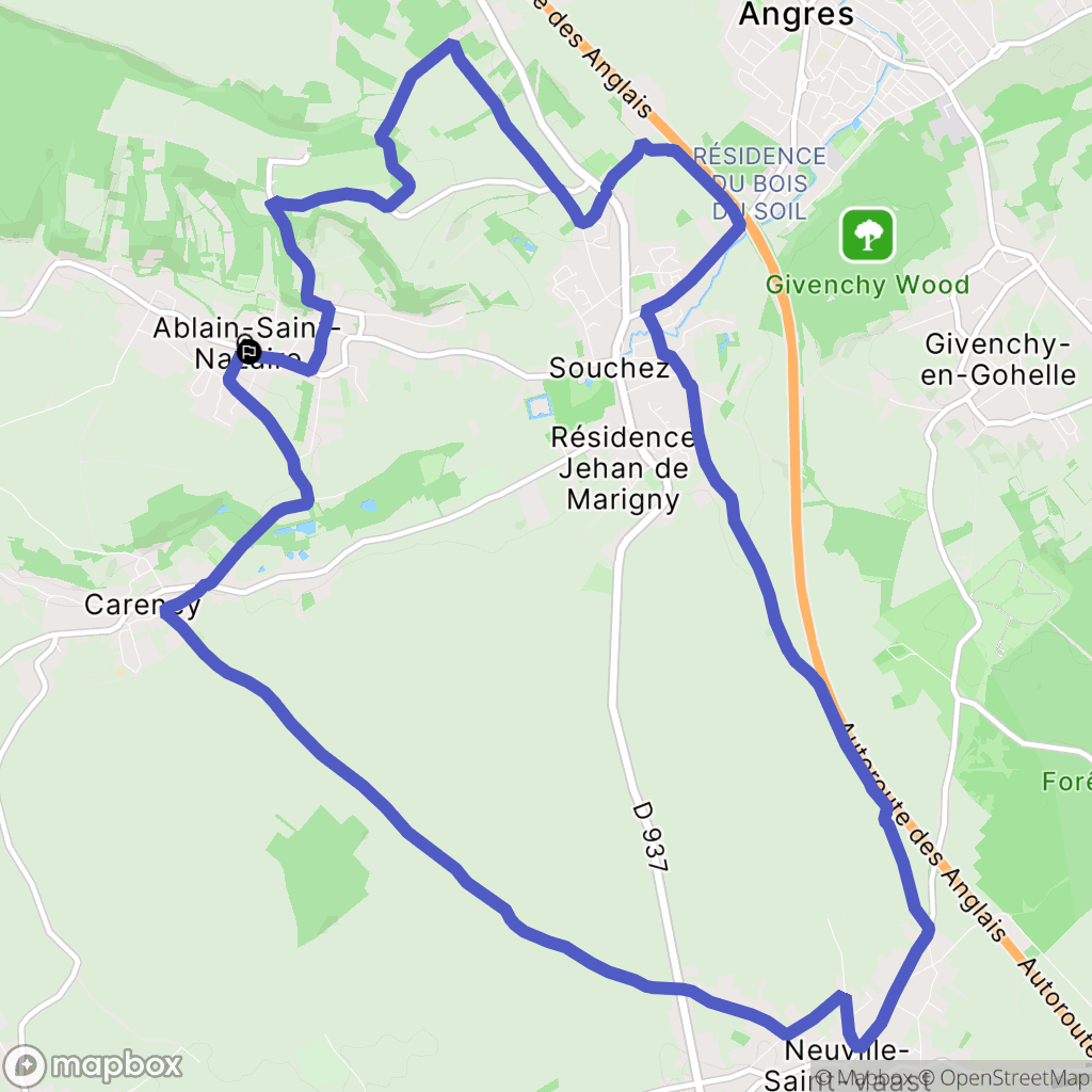 Ablain-Saint-Nazaire : carte du parcours de randonnée - France