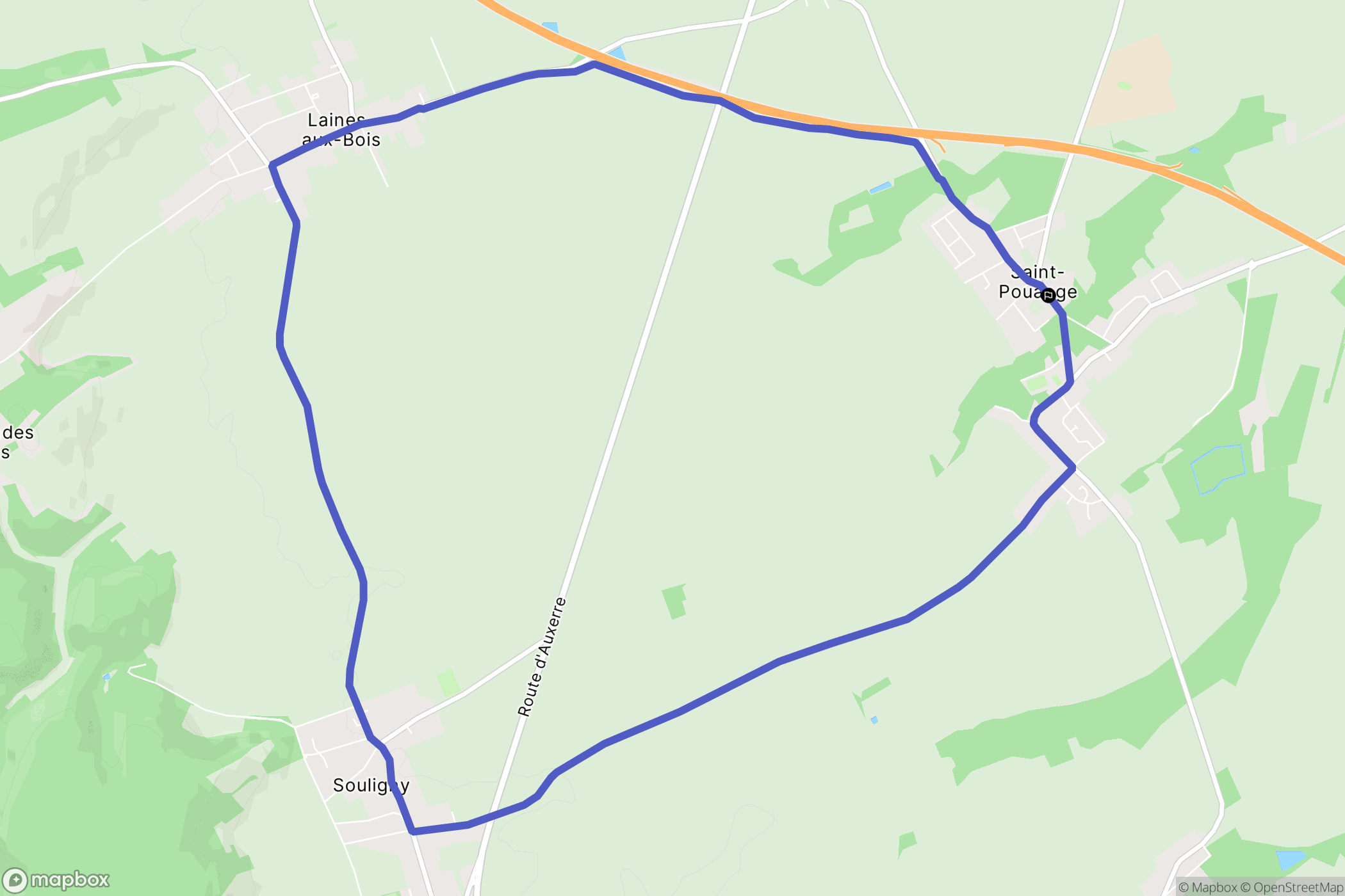 Saint-Pouange : carte du parcours de randonnée - France