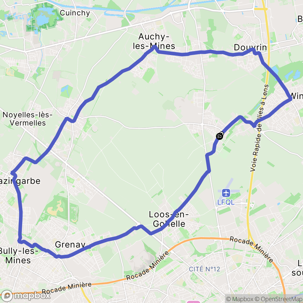 Hulluch : carte du parcours de randonnée - France