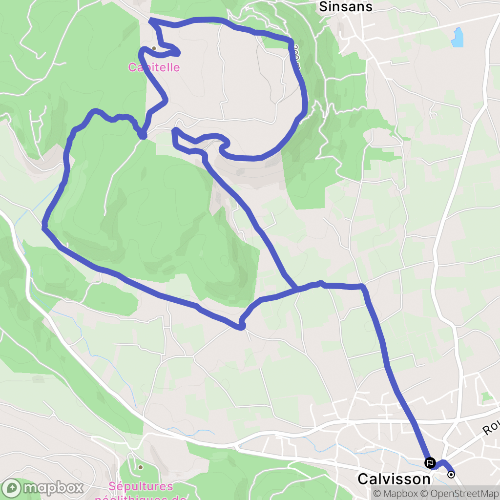 Calvisson : carte du parcours de randonnée - France