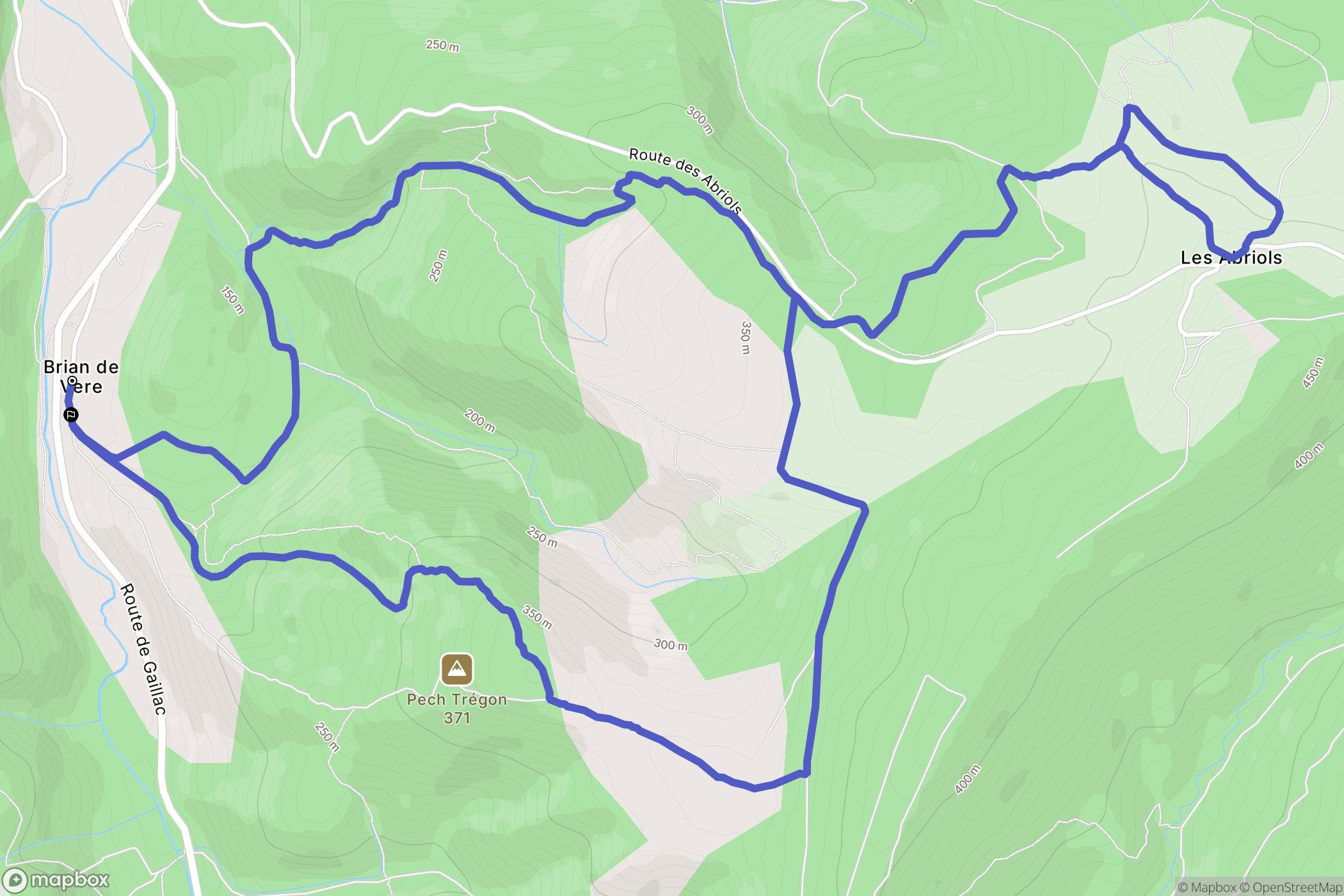 Bruniquel : carte du parcours de randonnée - France