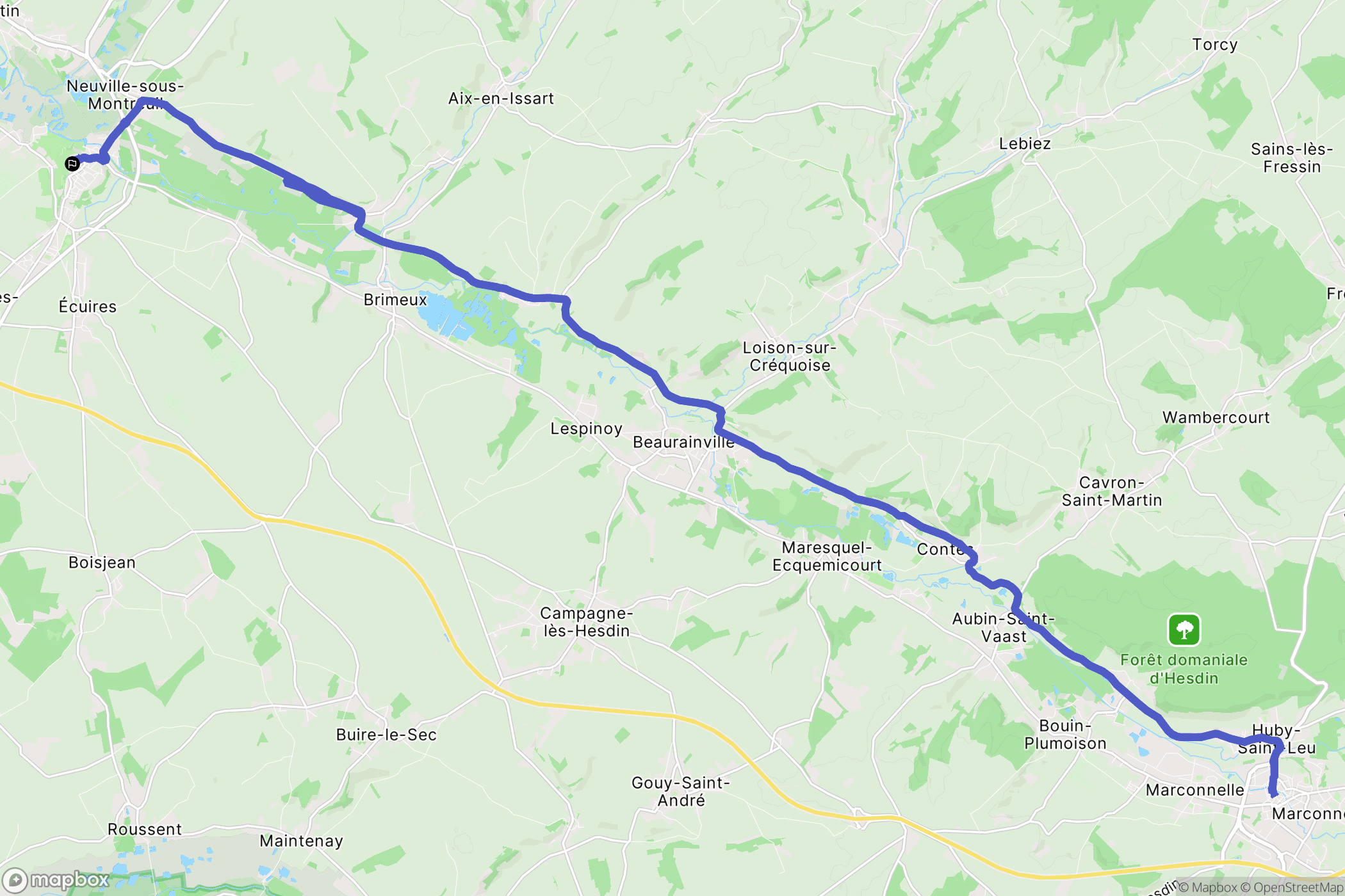 Montreuil-sur-Mer : carte du parcours de randonnée - France