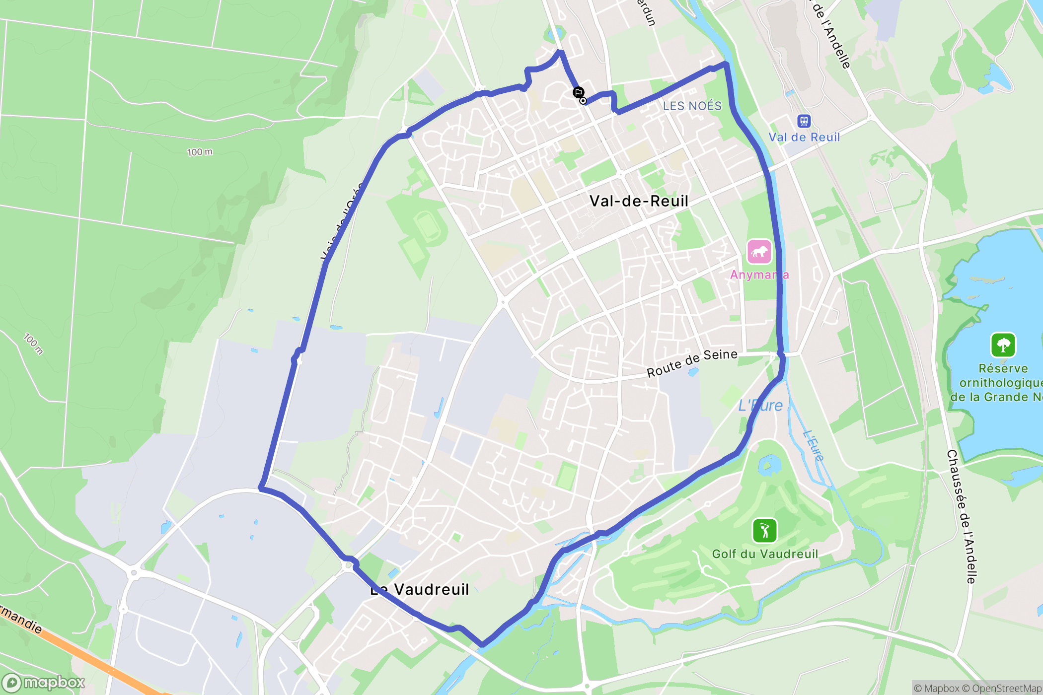 Val-de-Reuil : carte du parcours de randonnée - France