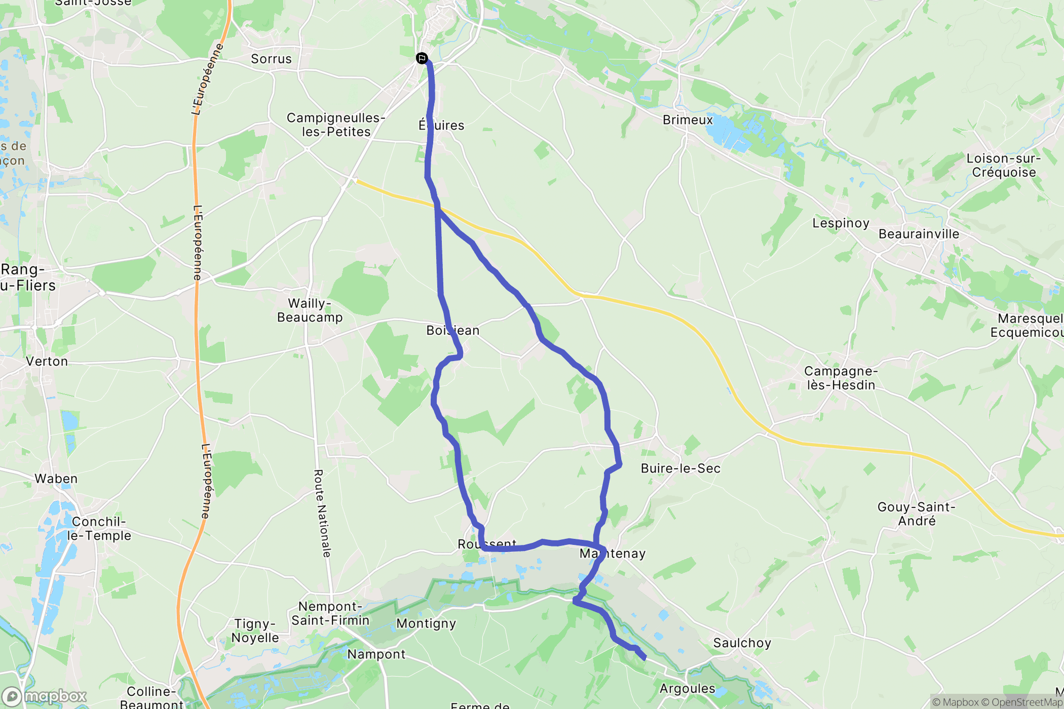 Écuires : carte du parcours de randonnée - France