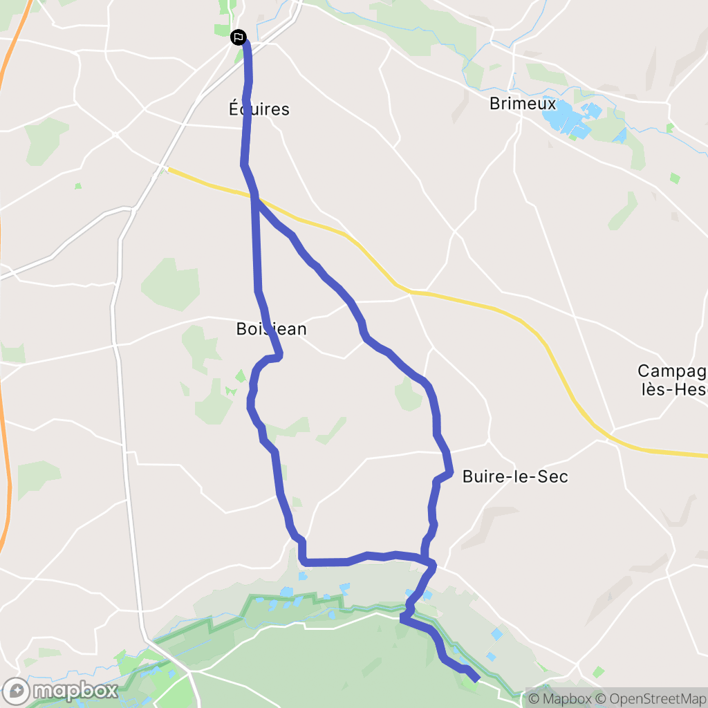 Écuires : carte du parcours de randonnée - France