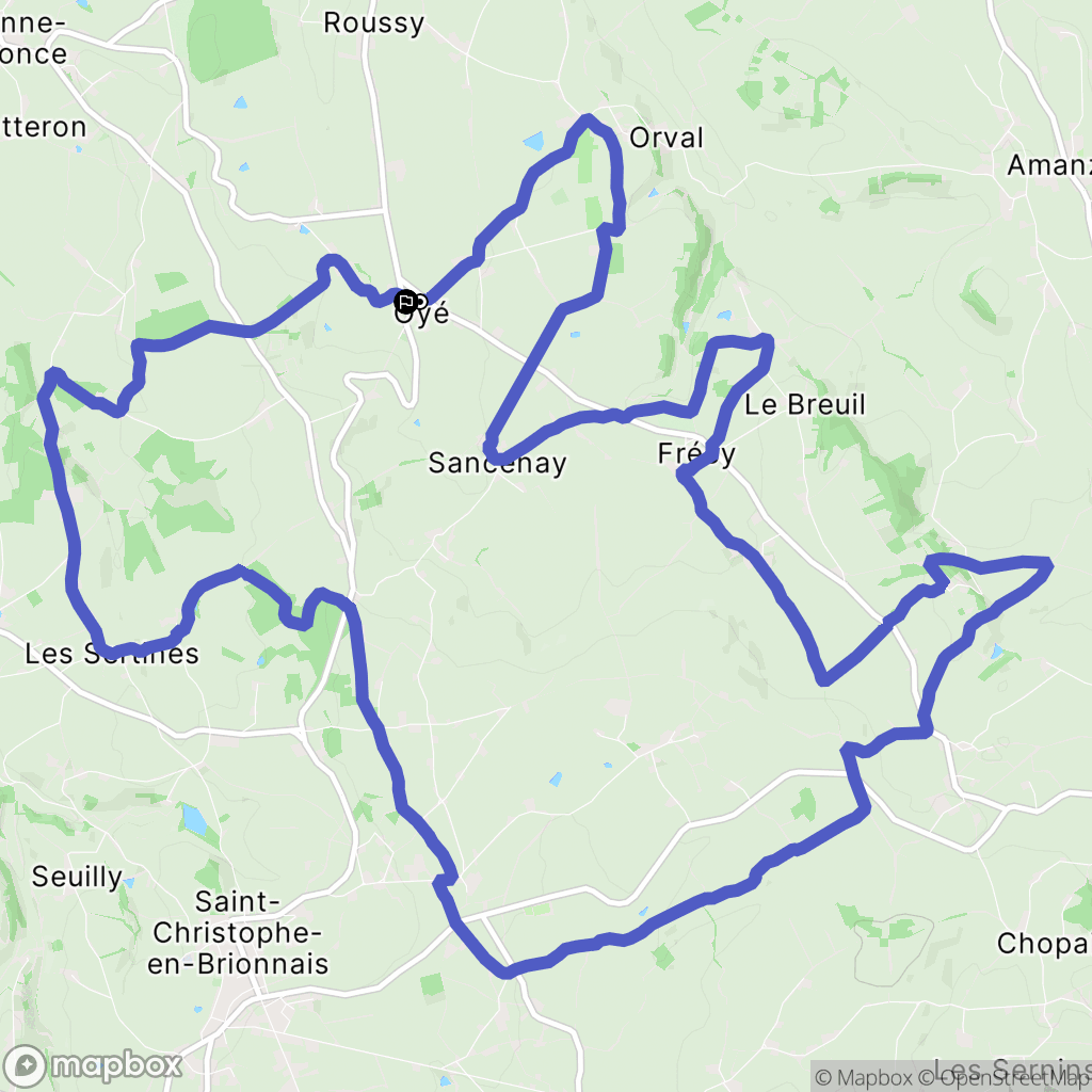 Oyé : carte du parcours de randonnée - France