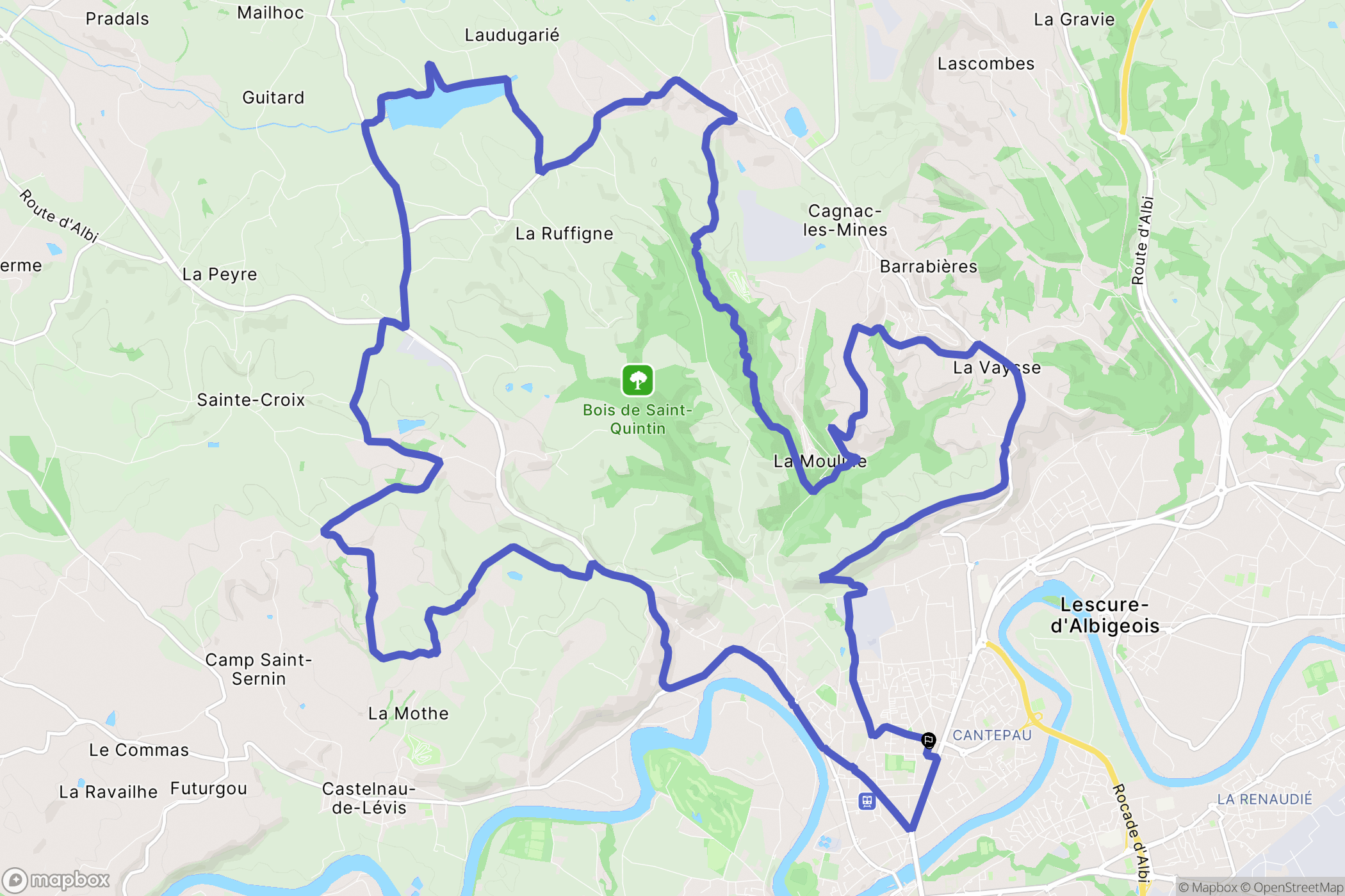 Albi : carte du parcours de randonnée - France
