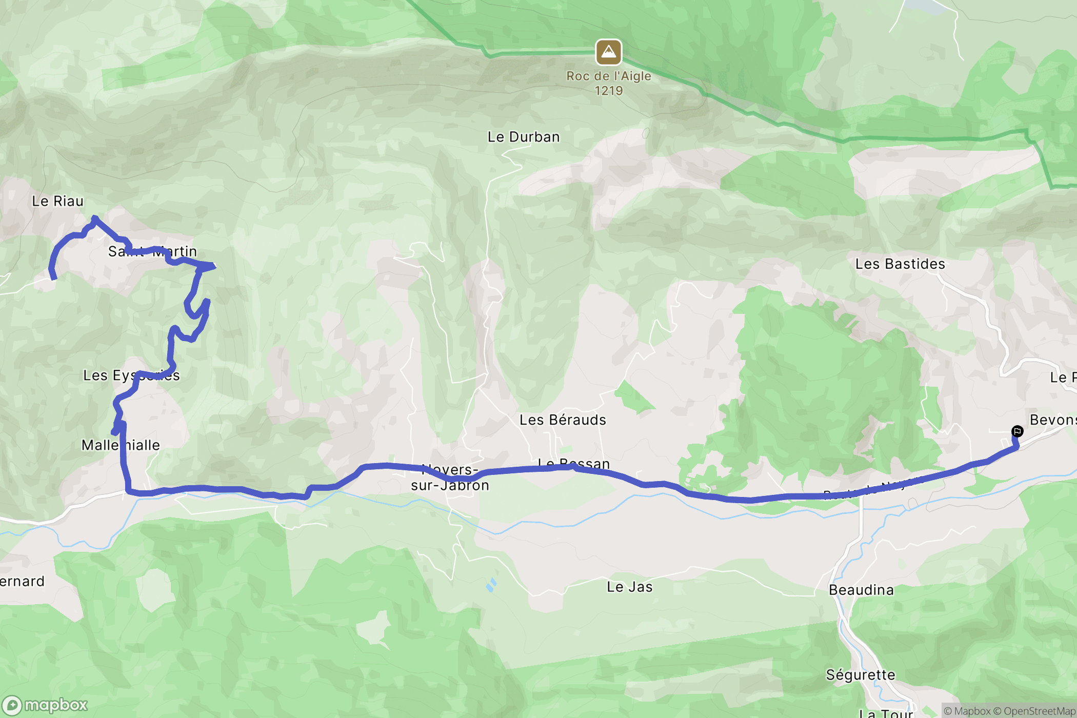 Bevons : carte du parcours de randonnée - France