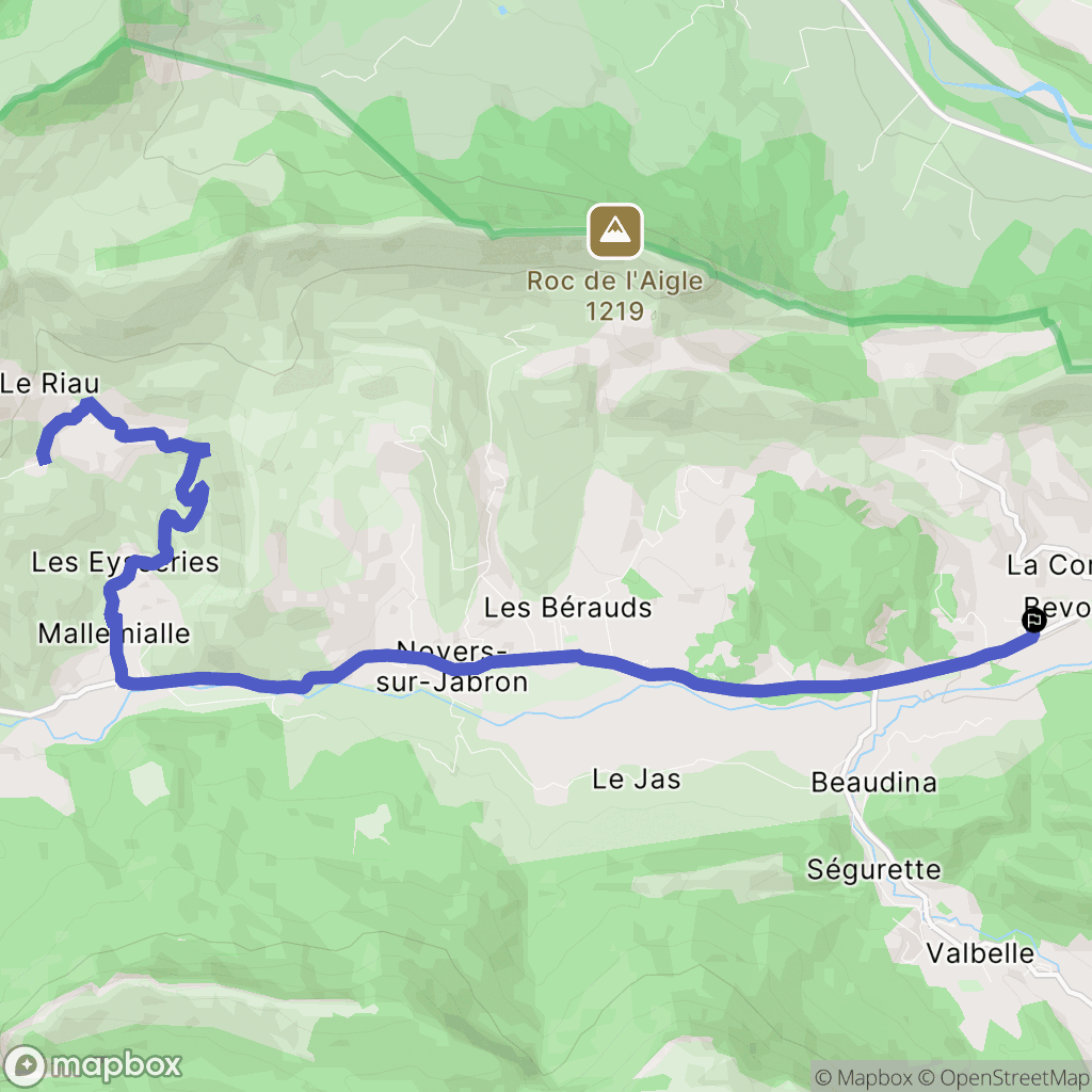 Bevons : carte du parcours de randonnée - France