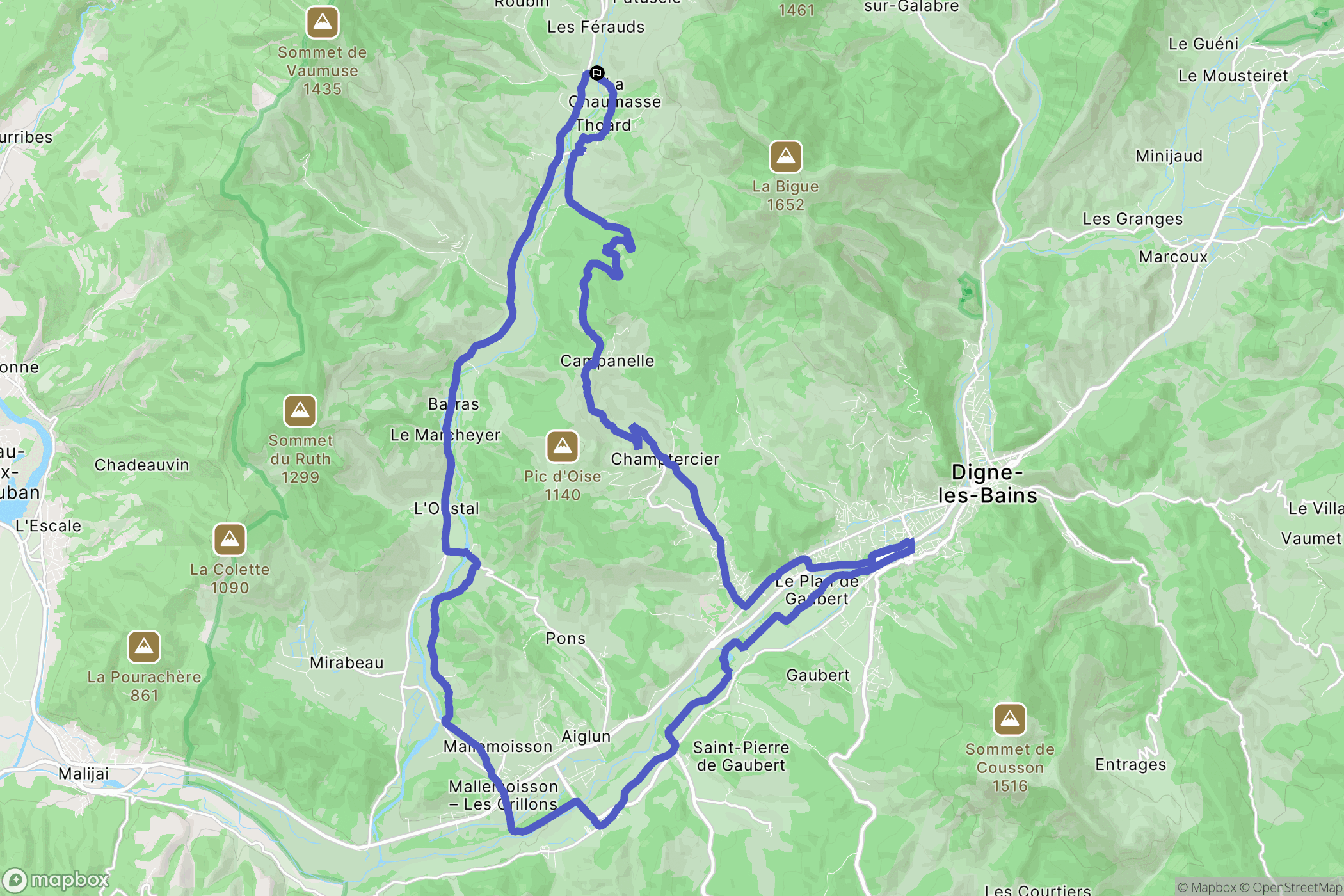 Thoard : carte du parcours de randonnée - France