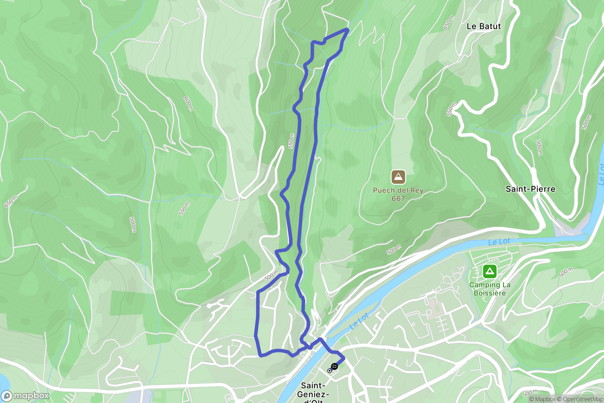 Saint Geniez d'Olt et d'Aubrac : carte du parcours de randonnée - France