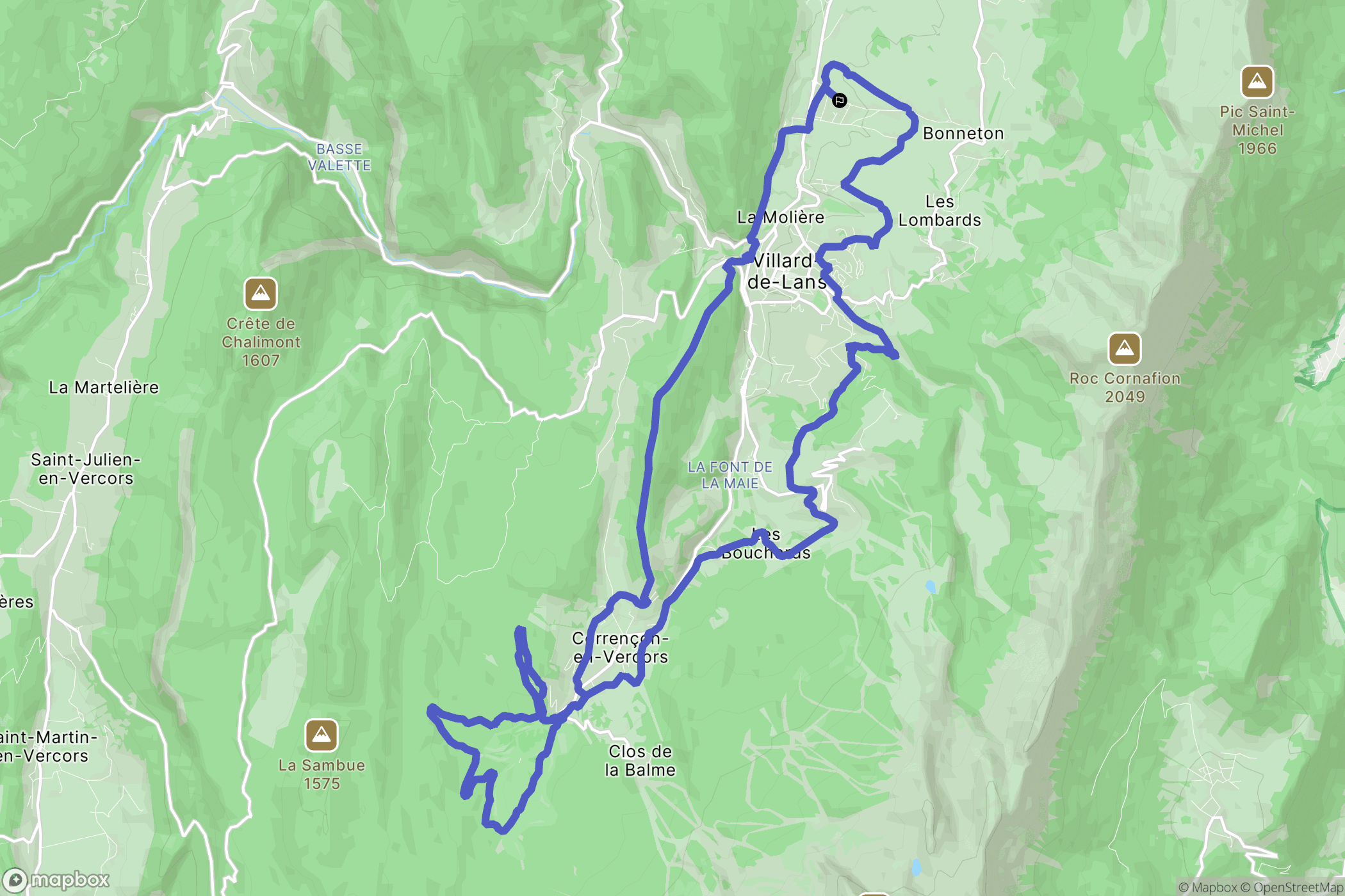 Villard-de-Lans : carte du parcours de randonnée - France
