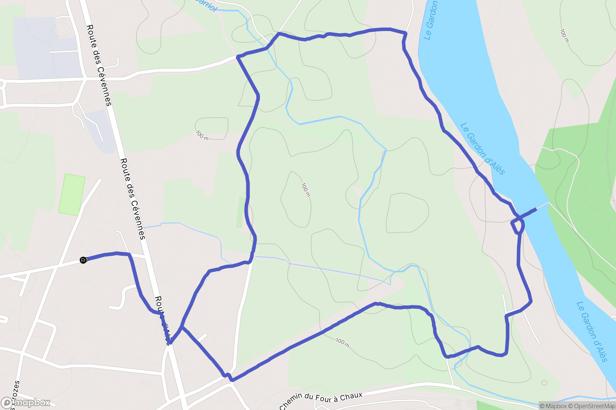 Ribaute-les-Tavernes : carte du parcours de randonnée - France