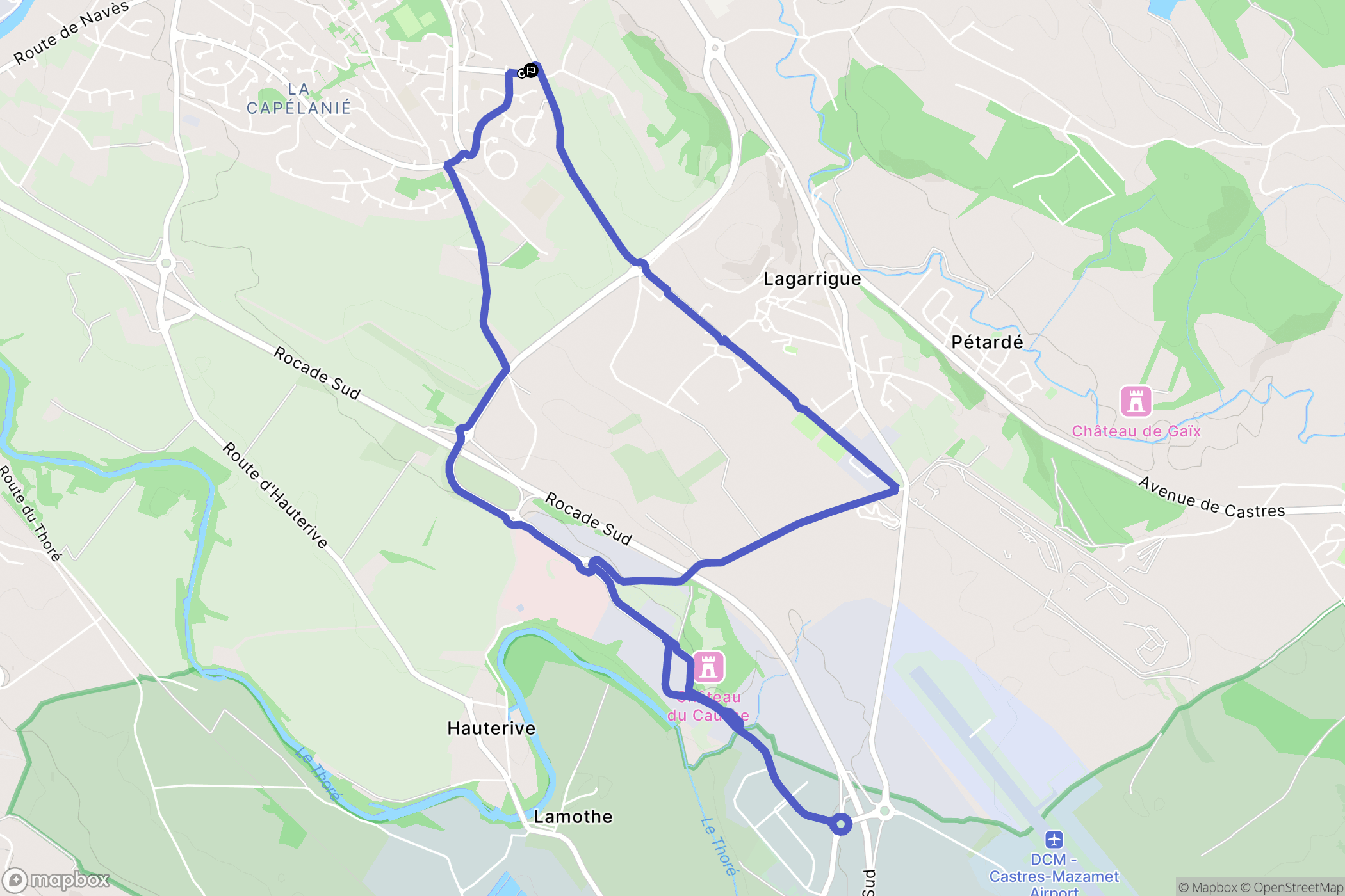 Castres : carte du parcours de randonnée - France