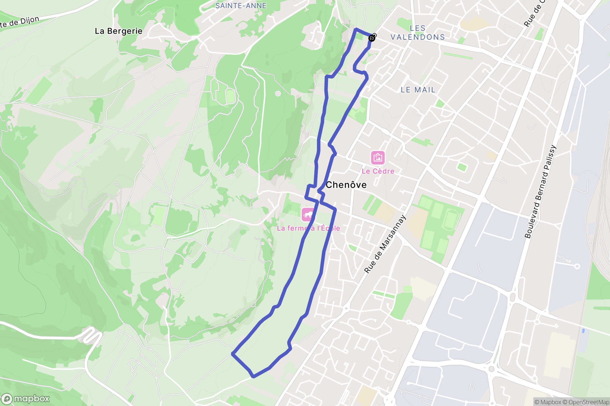 Dijon : carte du parcours de randonnée - France