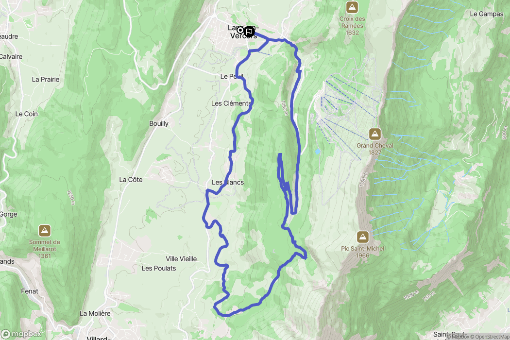 Lans-en-Vercors : carte du parcours de randonnée - France