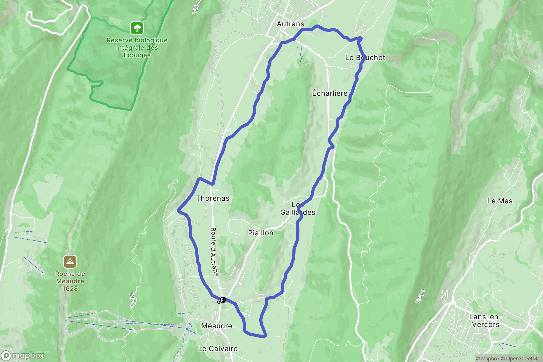 Méaudre : carte du parcours de randonnée - France