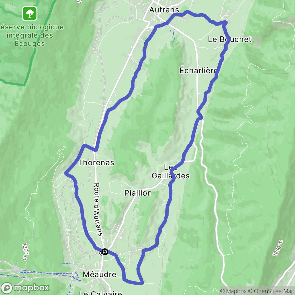 Méaudre : carte du parcours de randonnée - France