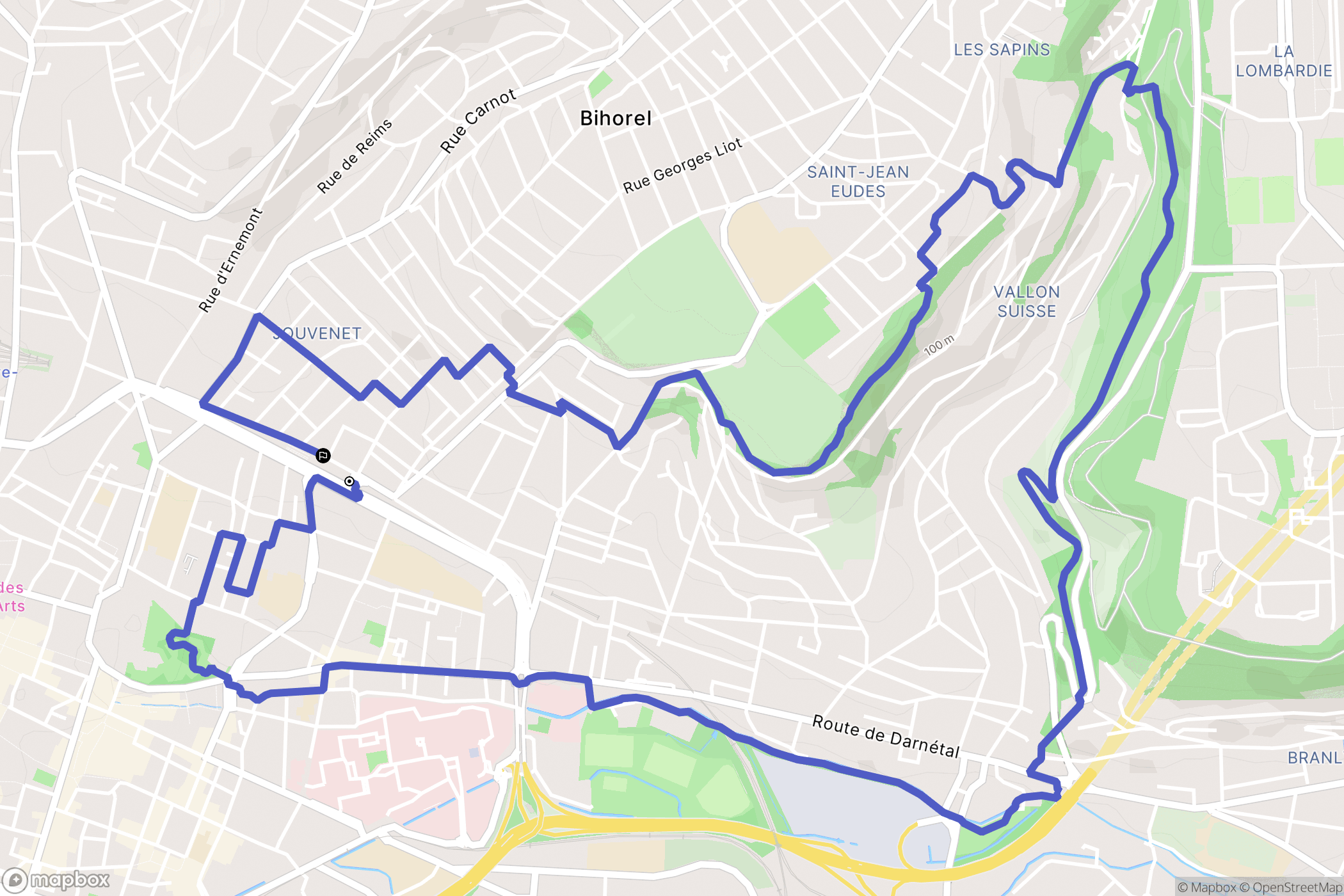 Rouen : carte du parcours de randonnée - France