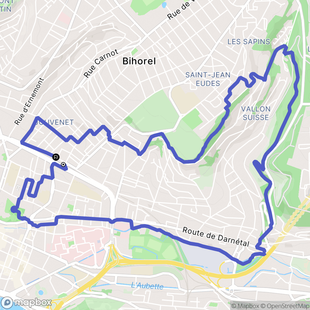 Rouen : carte du parcours de randonnée - France