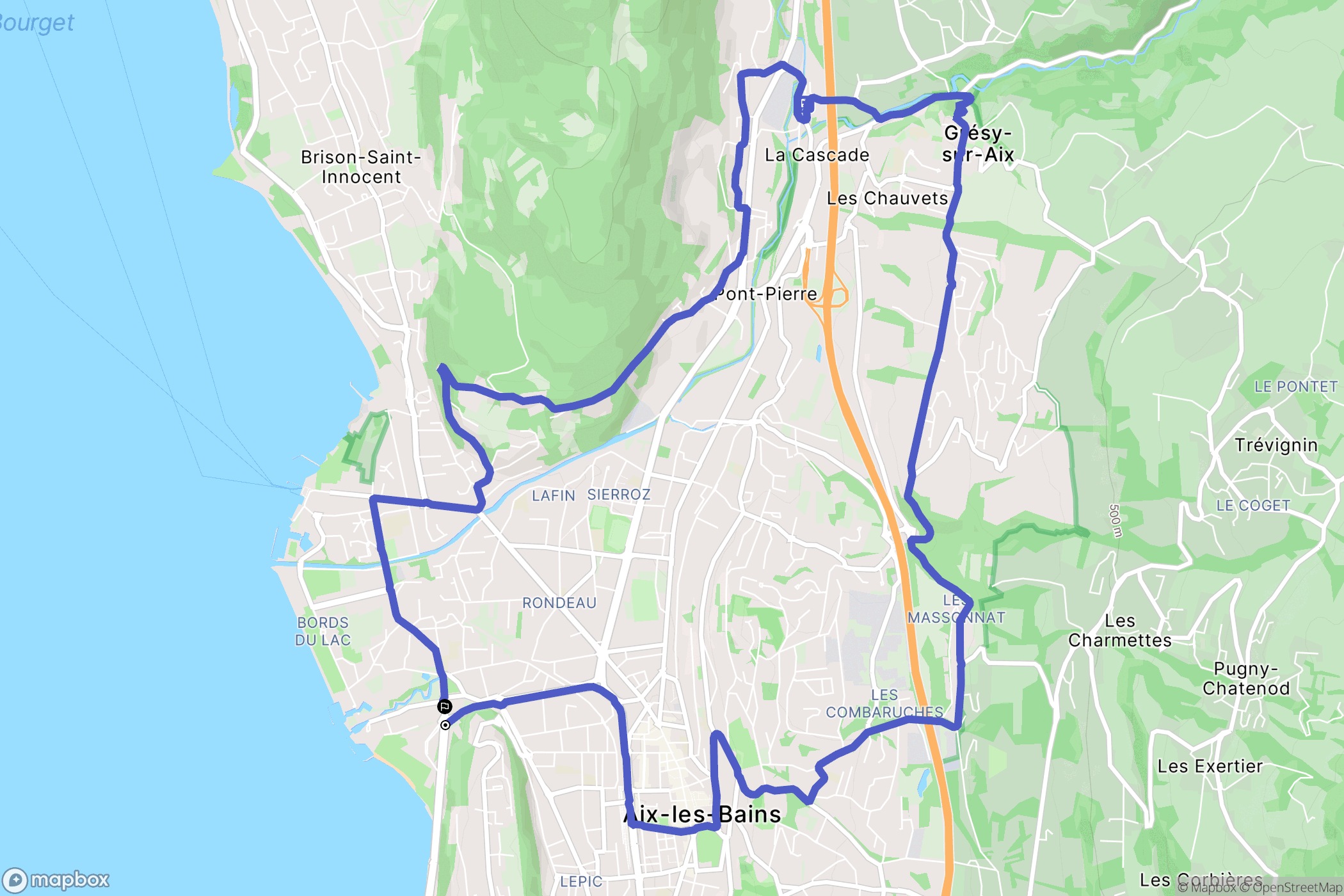 Aix-les-Bains : carte du parcours de randonnée - France