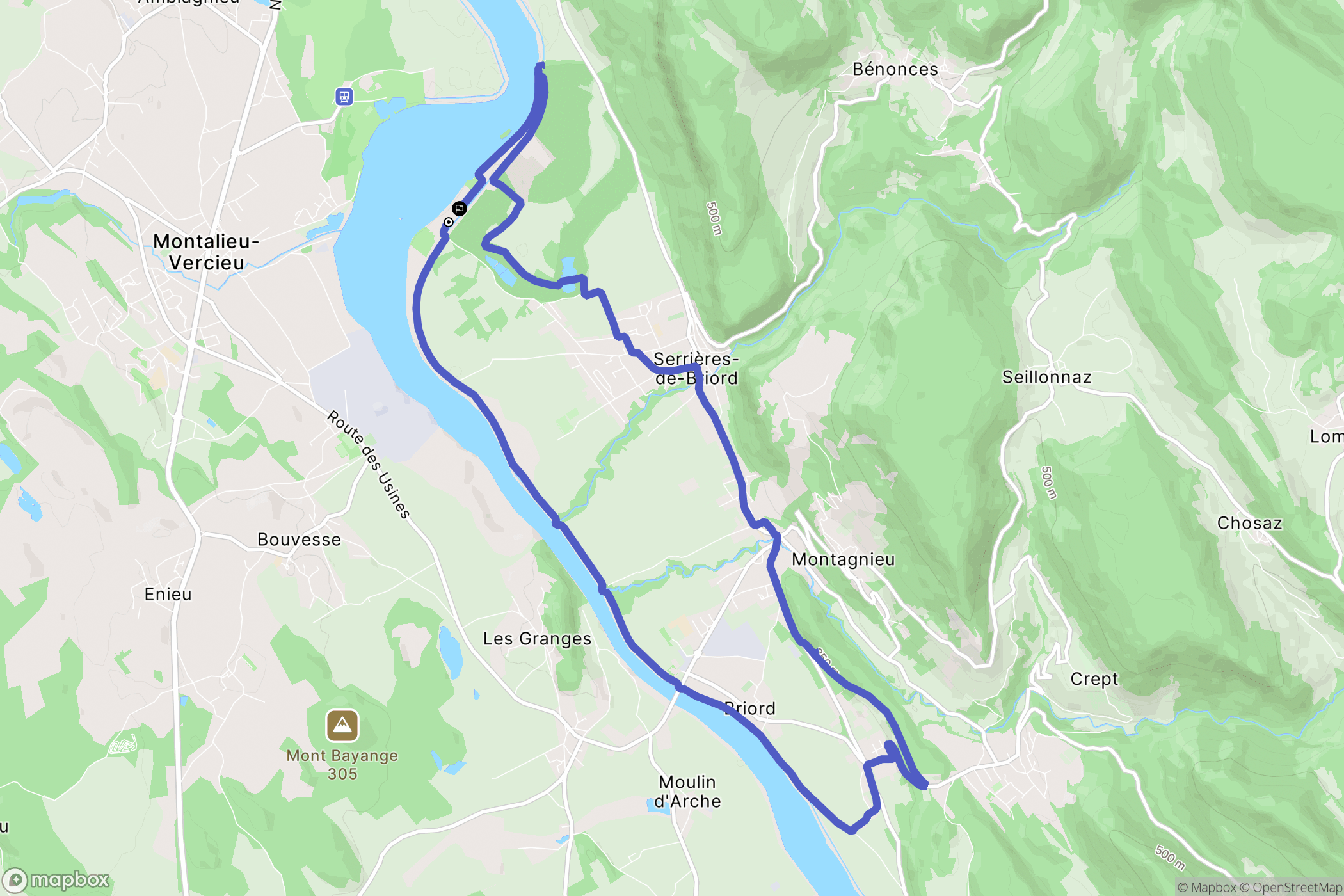 Serrières-de-Briord : carte du parcours de randonnée - France