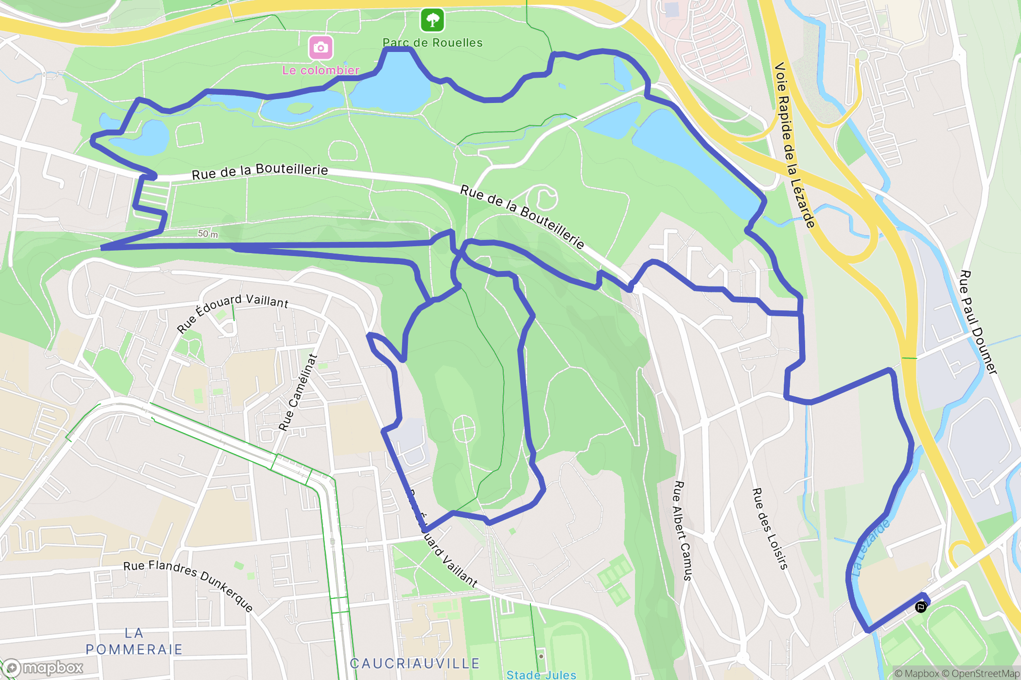 Harfleur : carte du parcours de randonnée - France