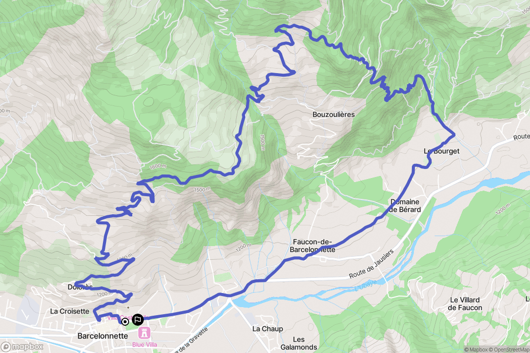 Barcelonnette : carte du parcours de randonnée - France