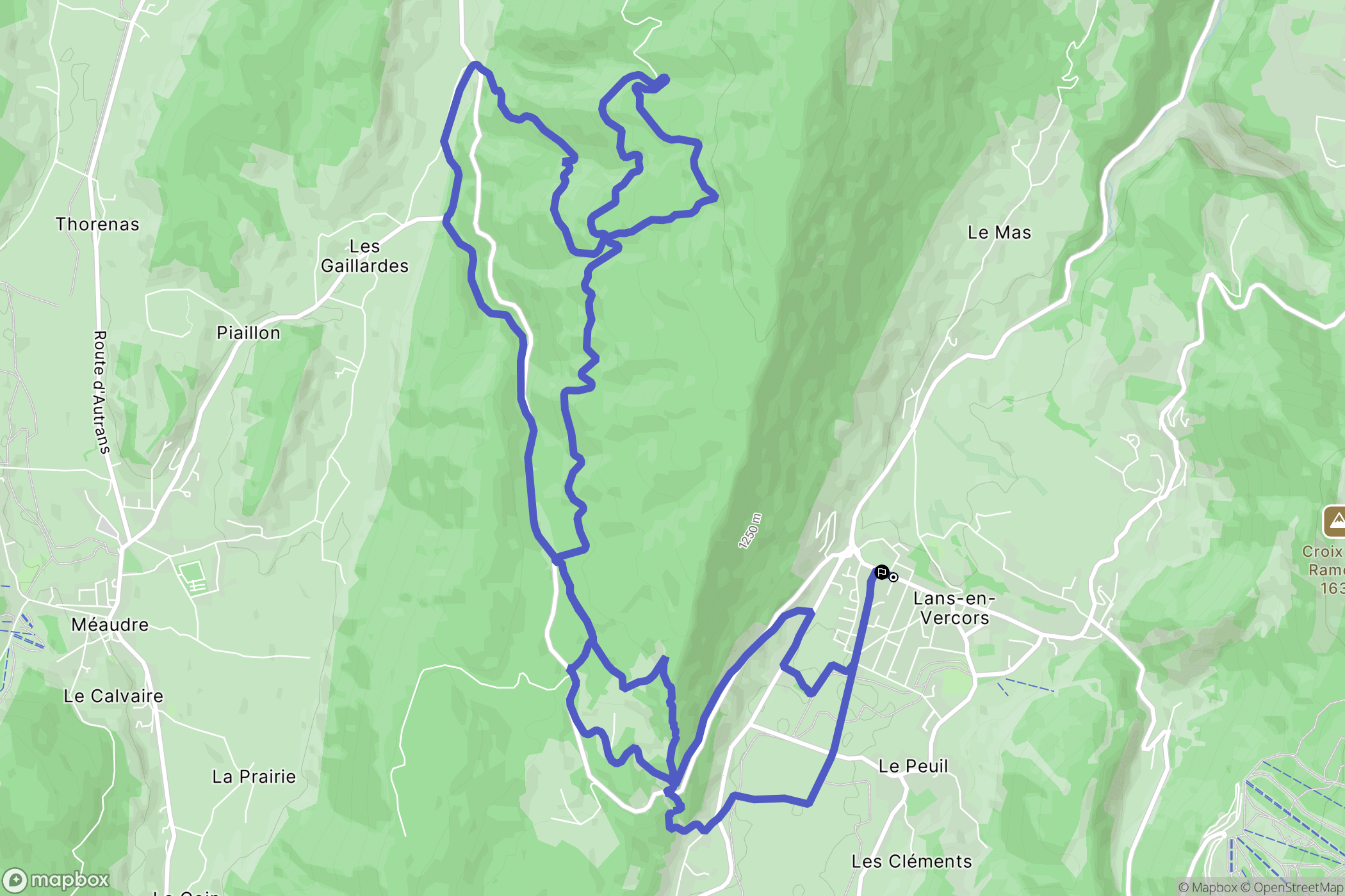 Lans-en-Vercors : carte du parcours de randonnée - France
