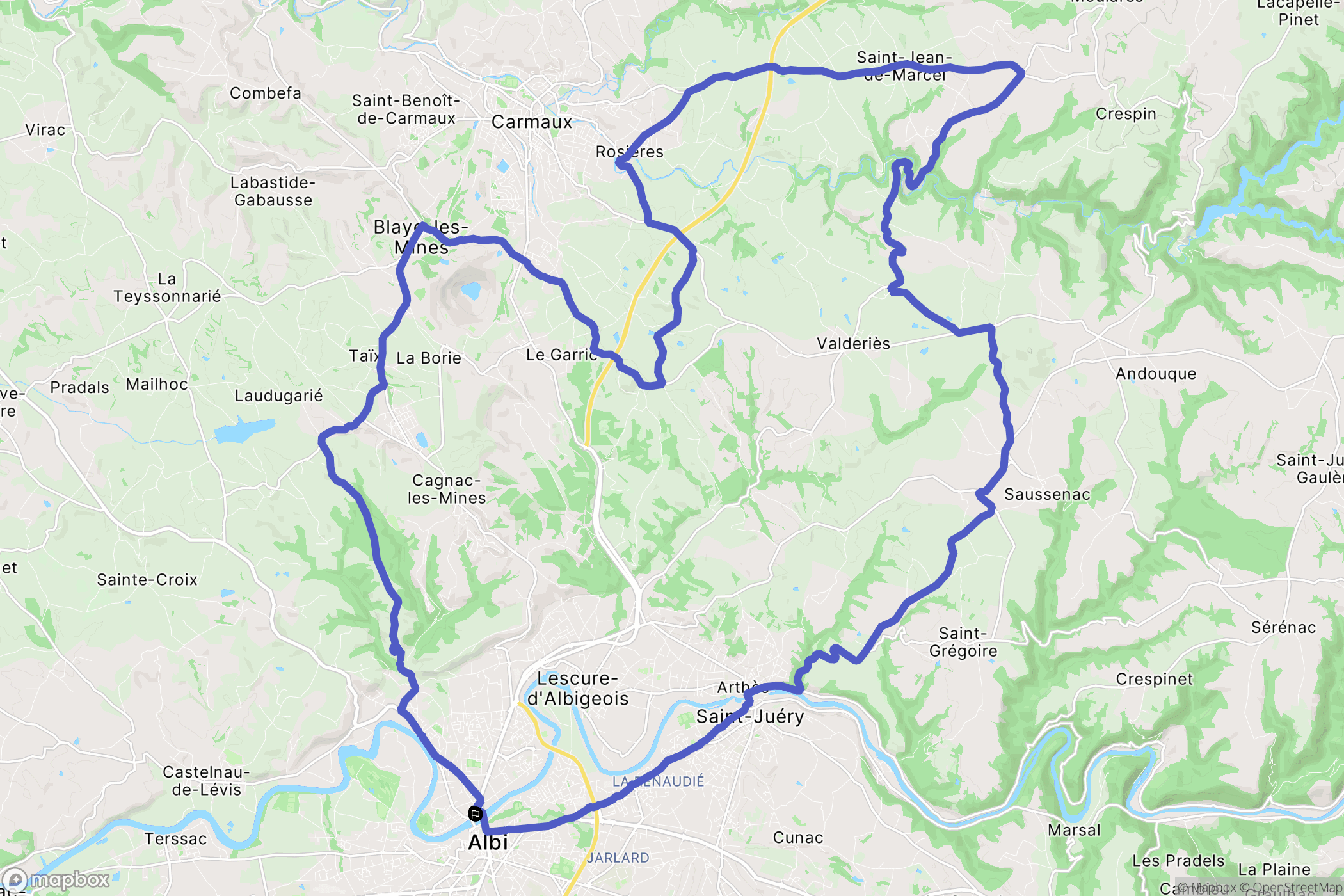 Albi : carte du parcours de randonnée - France