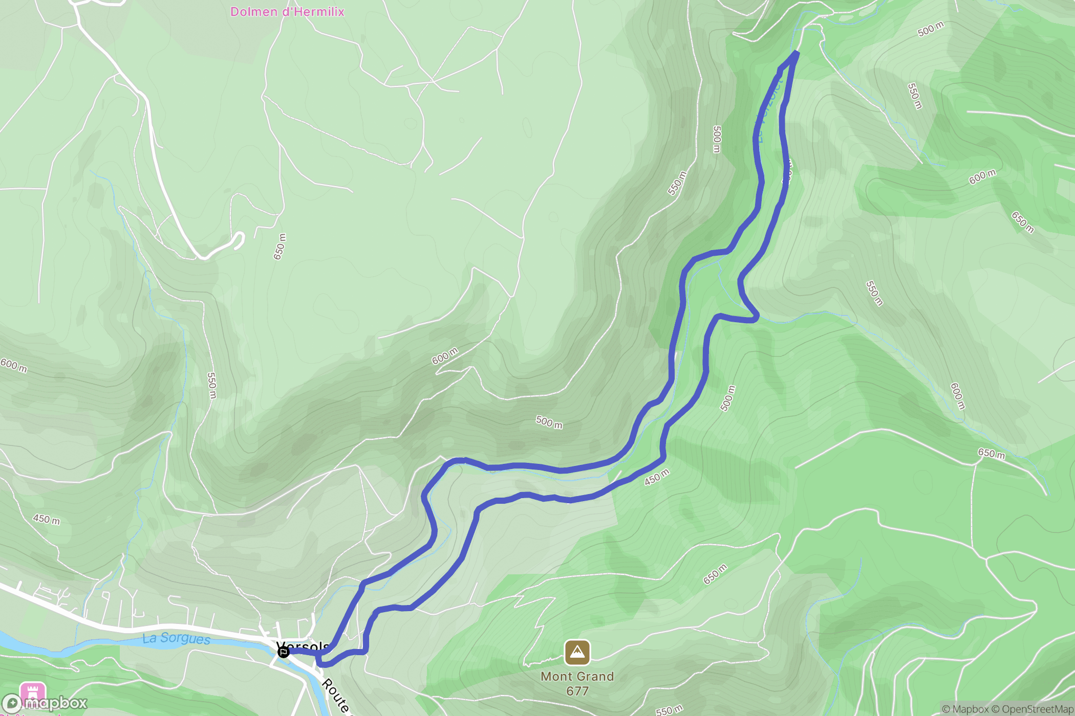 Versols-et-Lapeyre : carte du parcours de randonnée - France