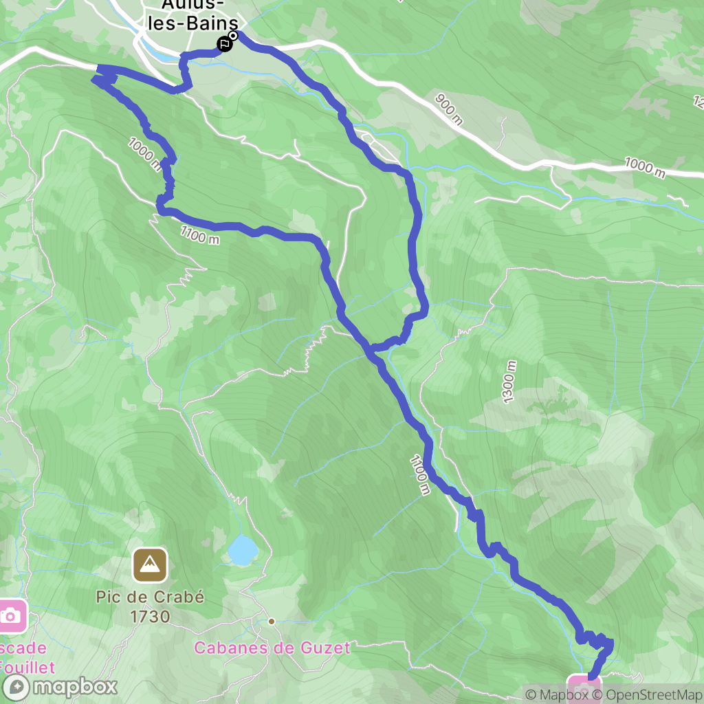 Aulus-les-Bains : carte du parcours de randonnée - France